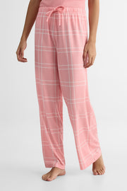 Pantalon en jersey rayonne à carreaux – Femme && ROSE MULTI