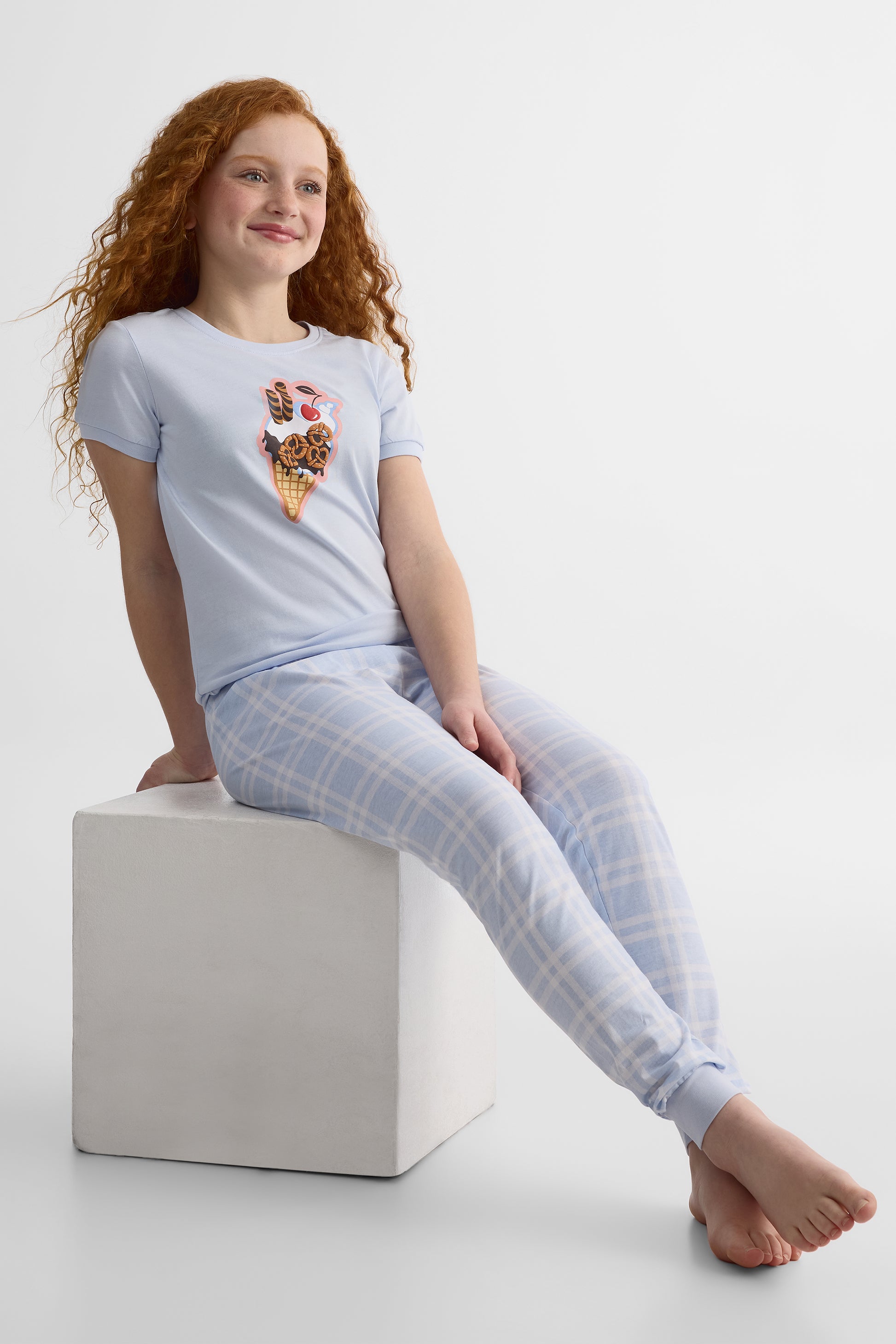 Ensemble de nuit 2 pièces en jersey - Ado fille && BLEU