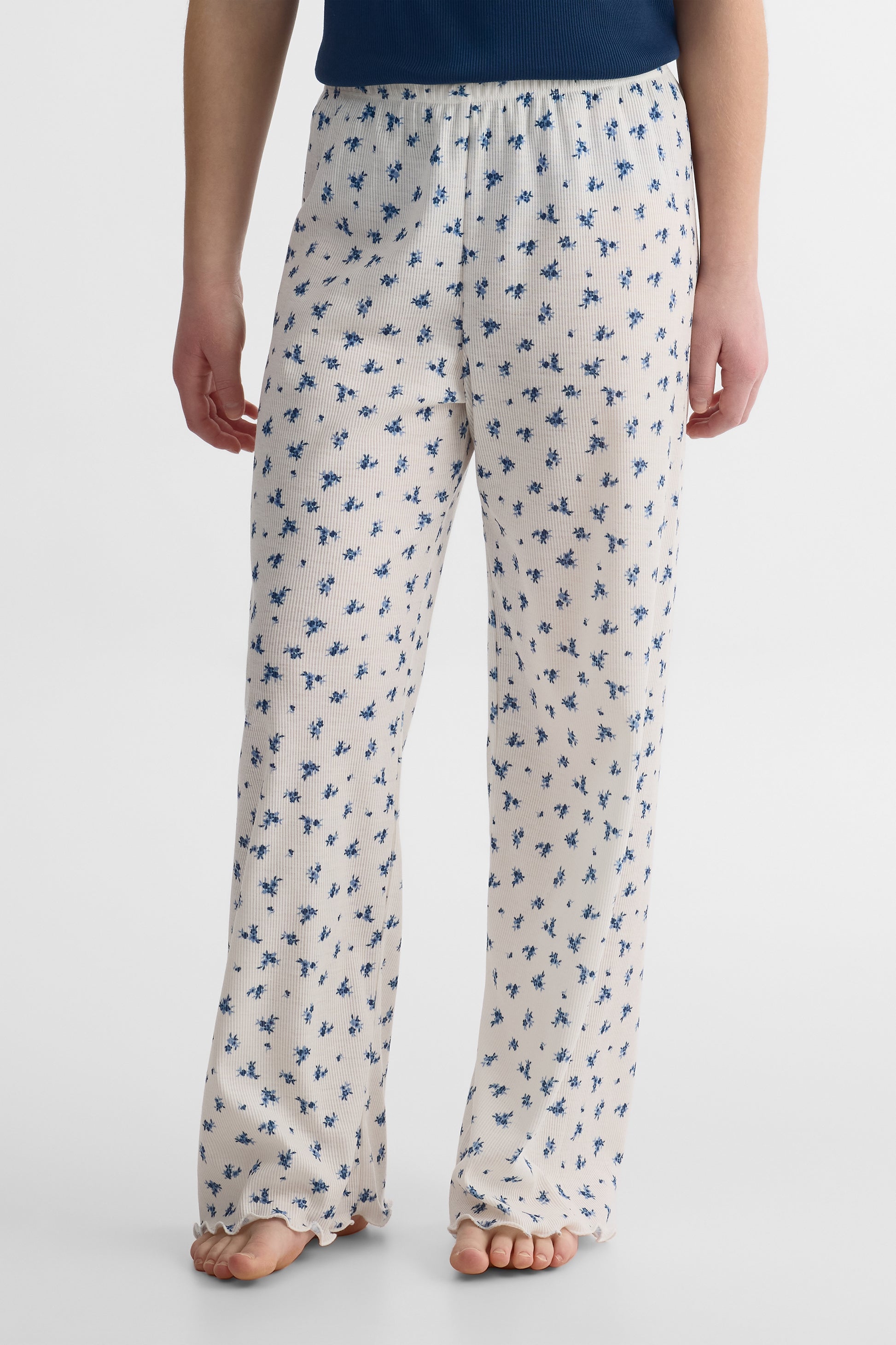 Pantalon de nuit imprimé en poly rib - Ado fille && BLANC CASSÉ/MULTI