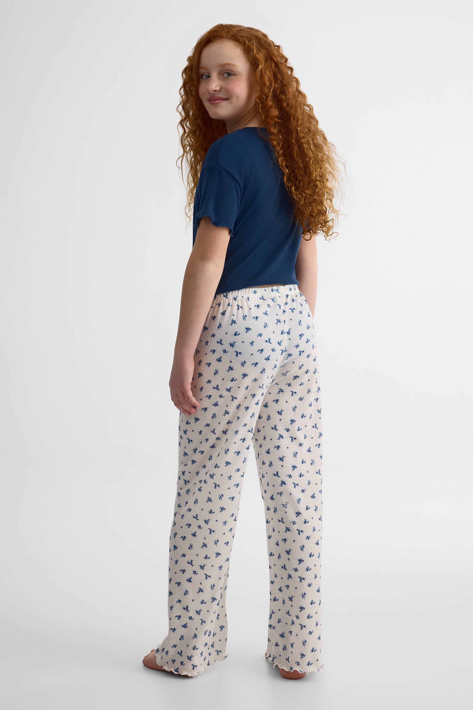 Pantalon de nuit imprimé en poly rib - Ado fille && BLANC CASSÉ/MULTI