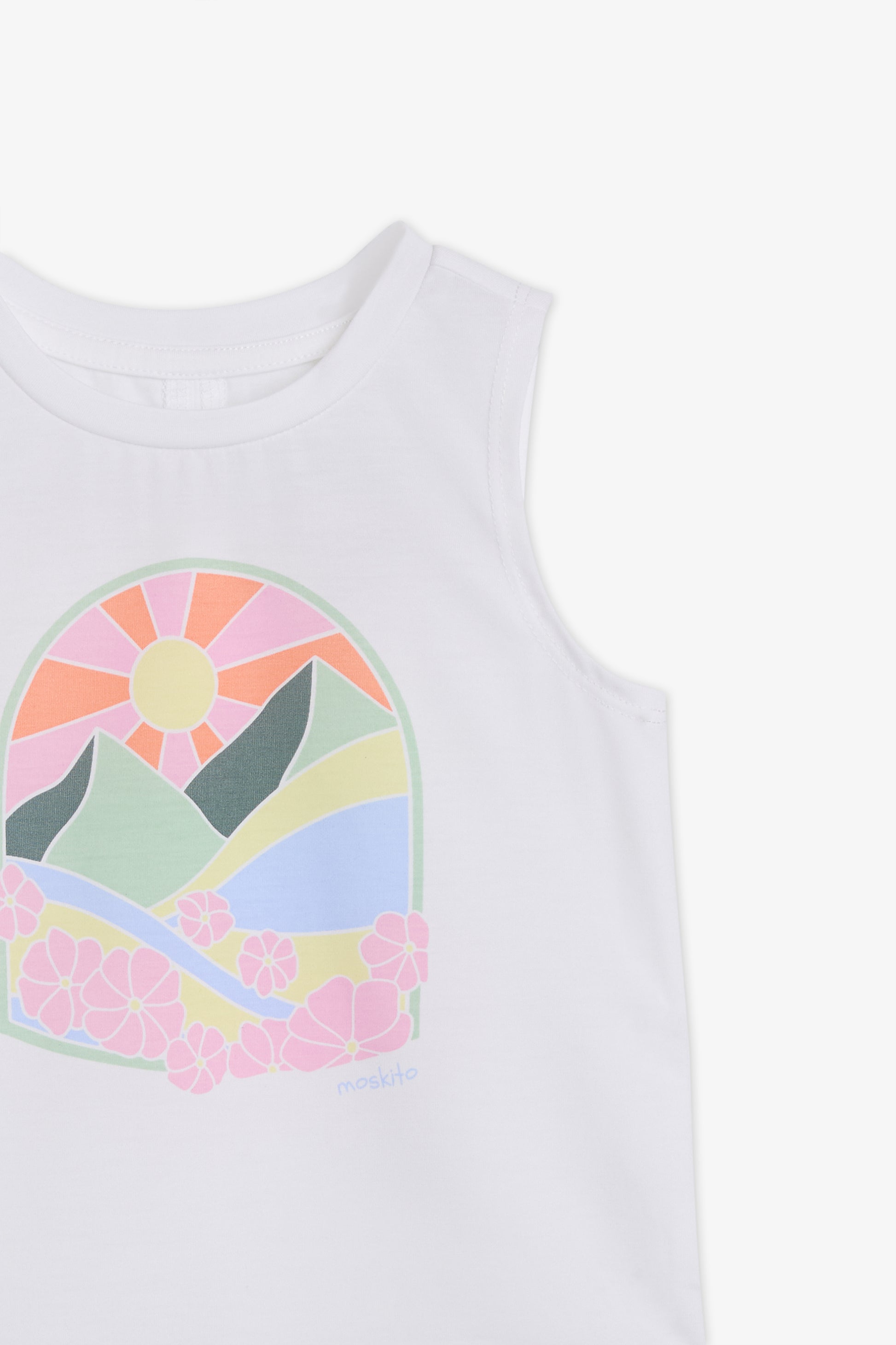 Camisole High & Low col rond - Enfant fille && BLANC