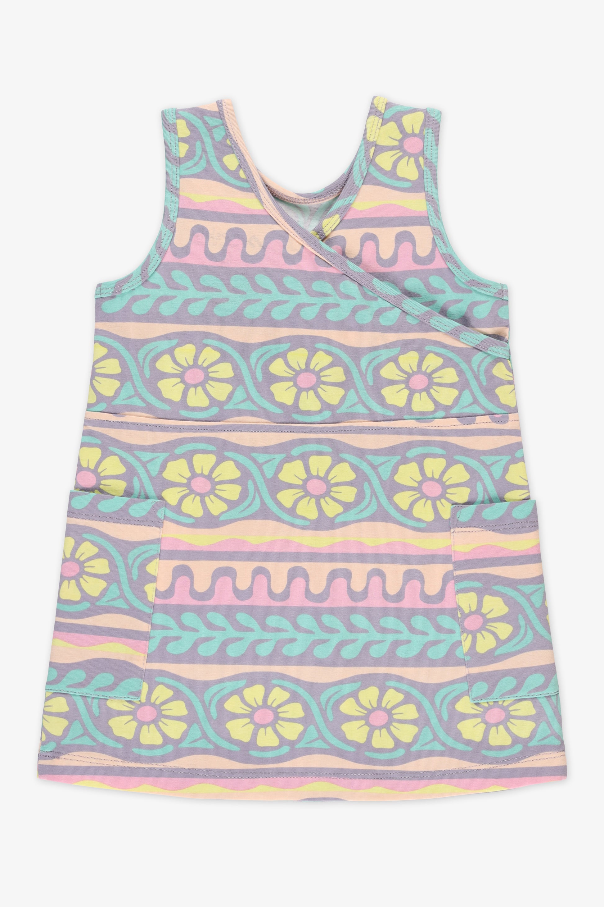 Robe S/ Manches Bretelles Larges - Bébé fille && ROSE MULTI