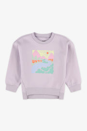 Chandail ouaté col rond imprimé - Bébé fille && MAUVE