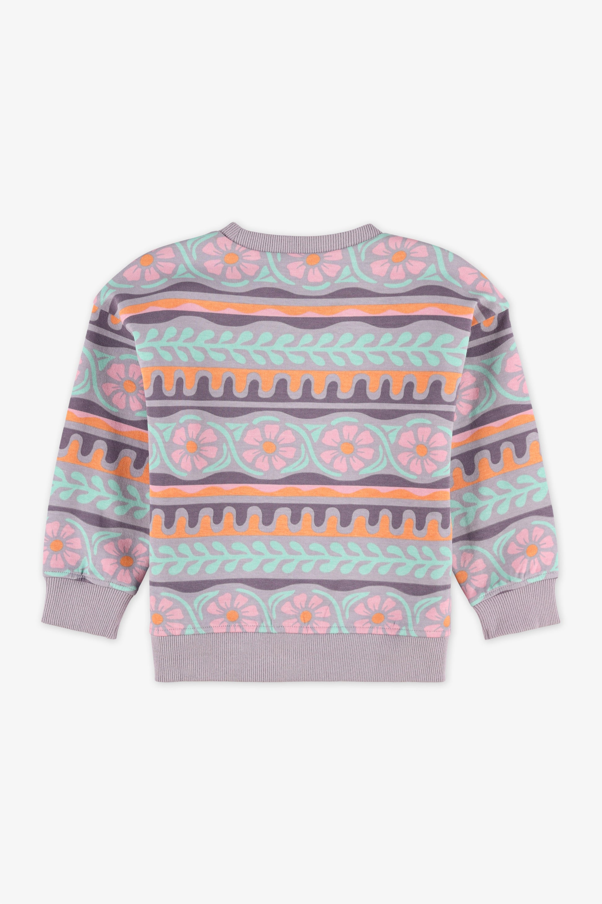 Chandail ouaté col rond imprimé - Bébé fille && ROSE MULTI
