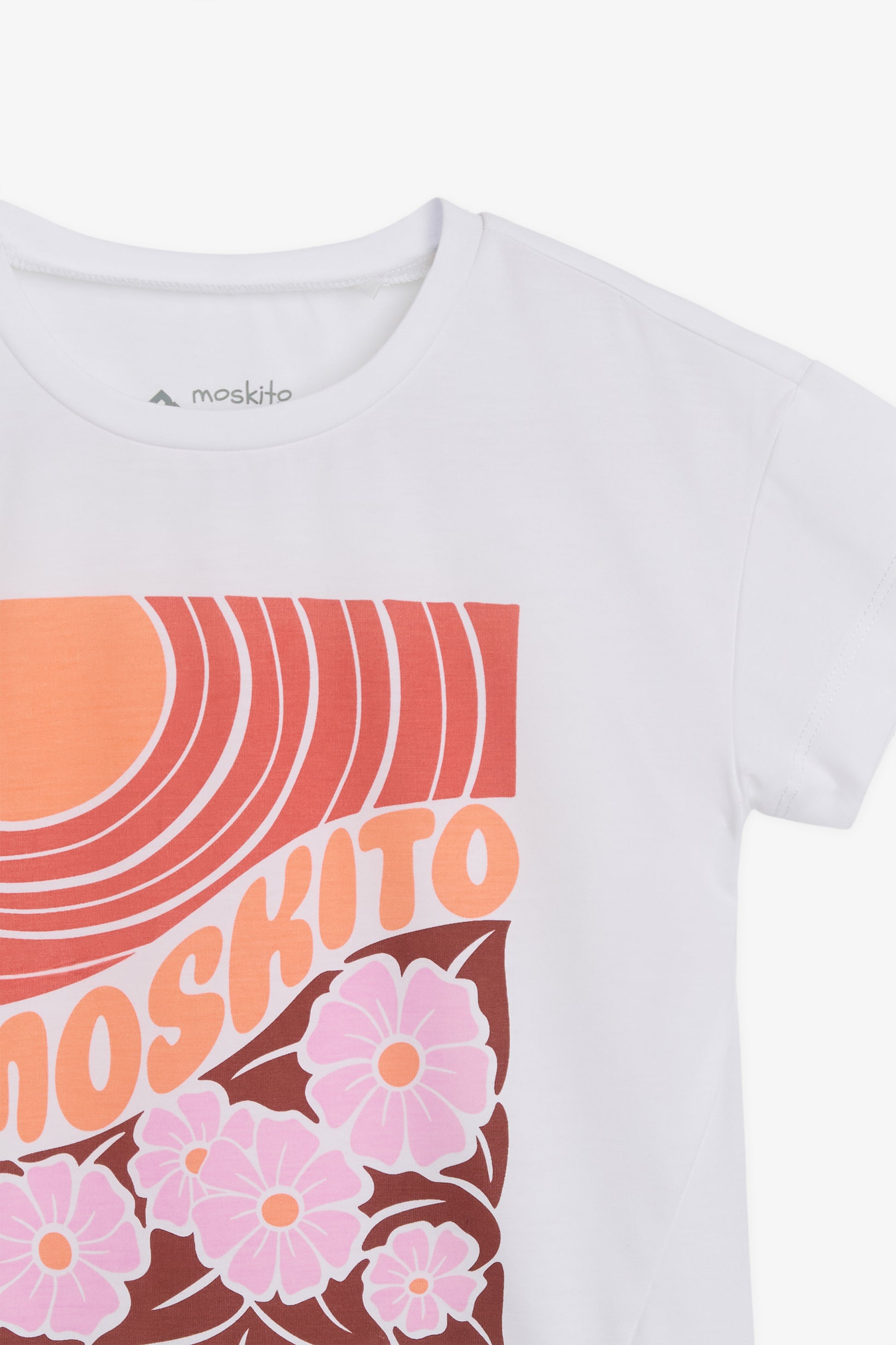 Chandail M/courtes graphique col rond - Enfant fille && BLANC