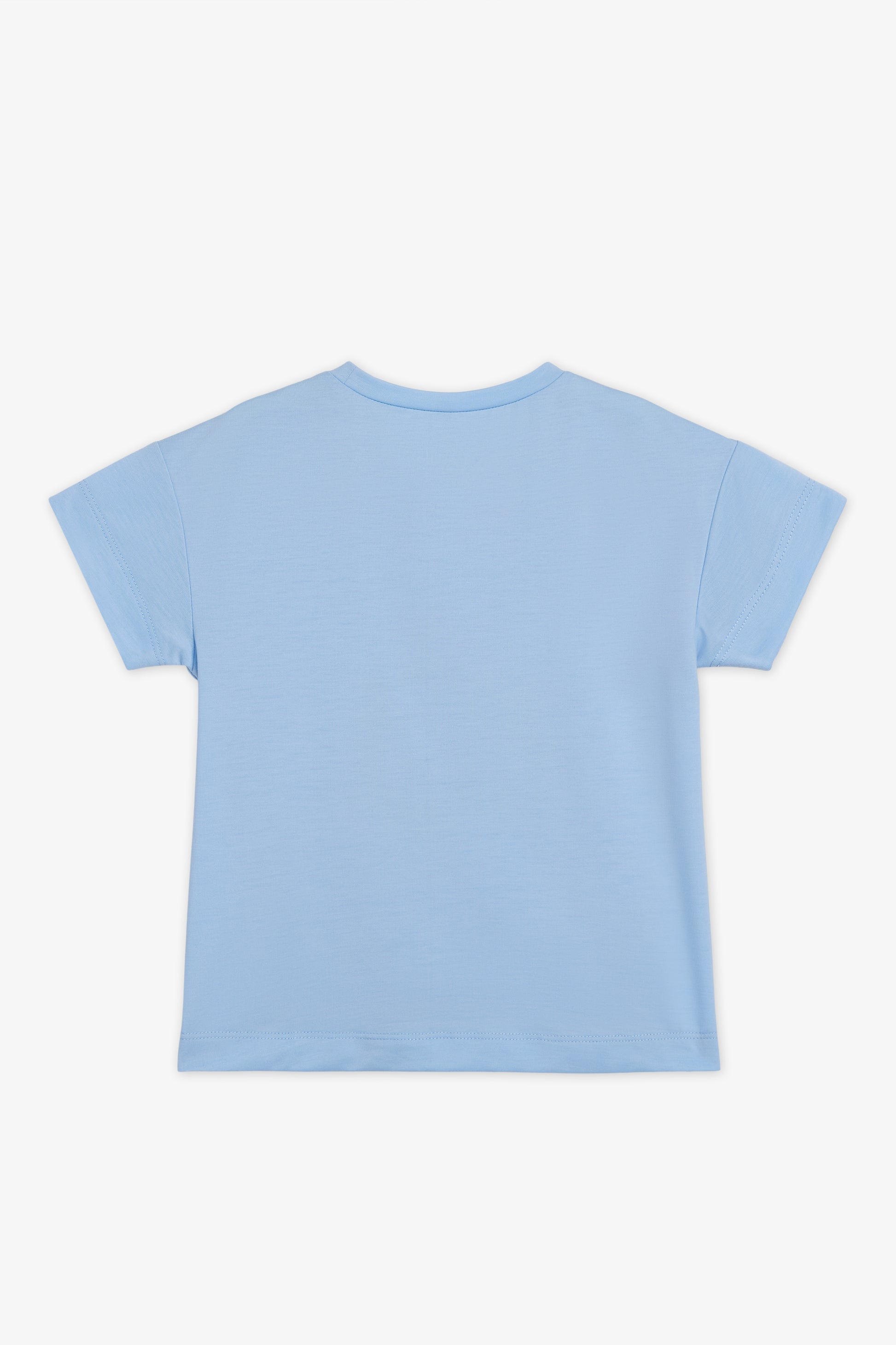 Chandail M/courtes graphique col rond - Enfant fille && BLEU