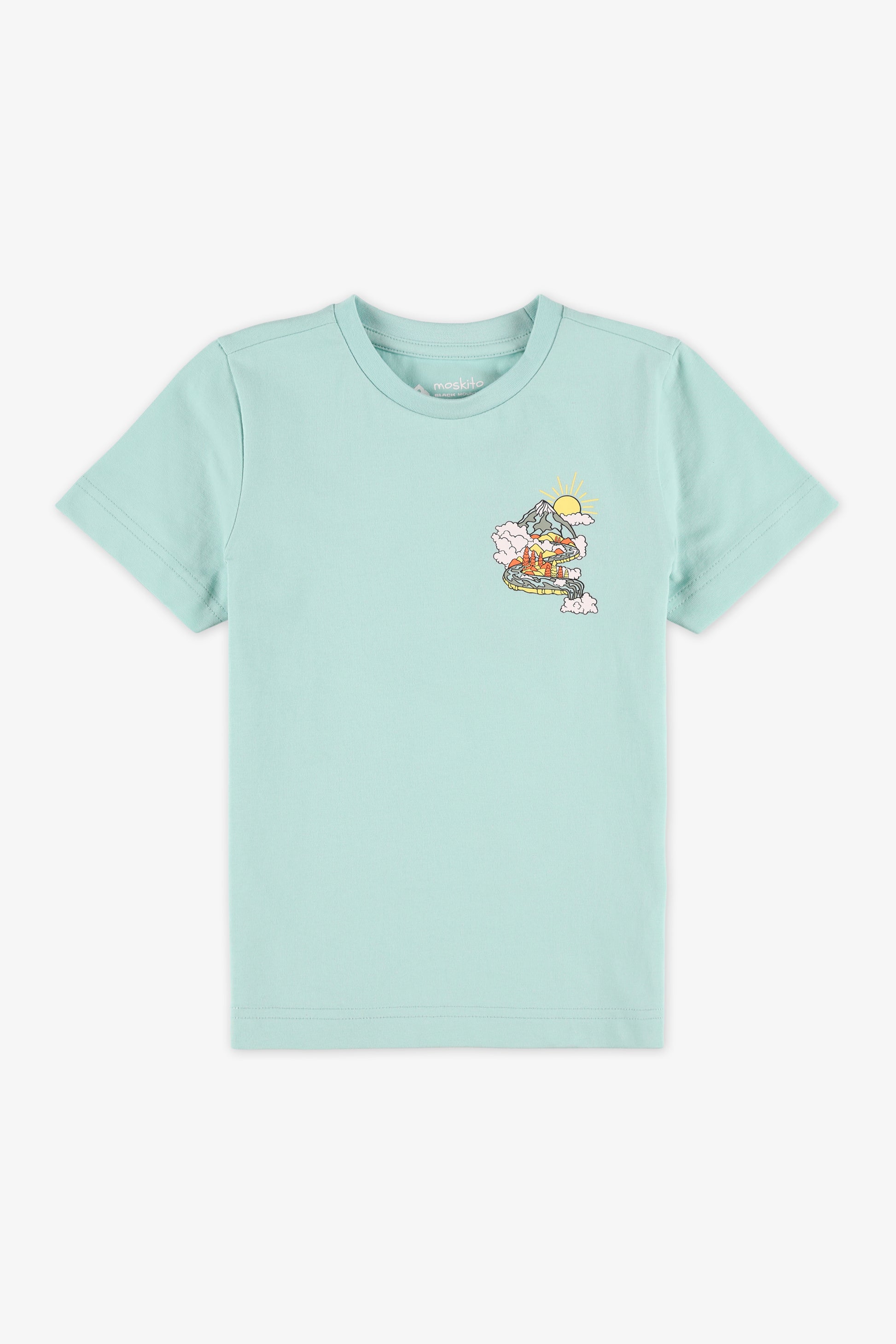 Chandail M/courtes uni avec imprimé - Enfant fille && AQUA