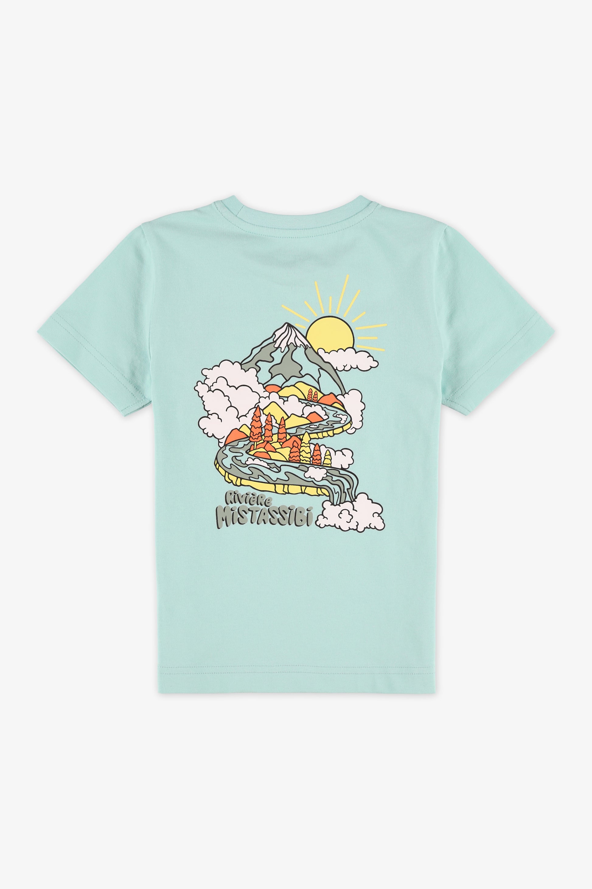 Chandail M/courtes uni avec imprimé - Enfant fille && AQUA