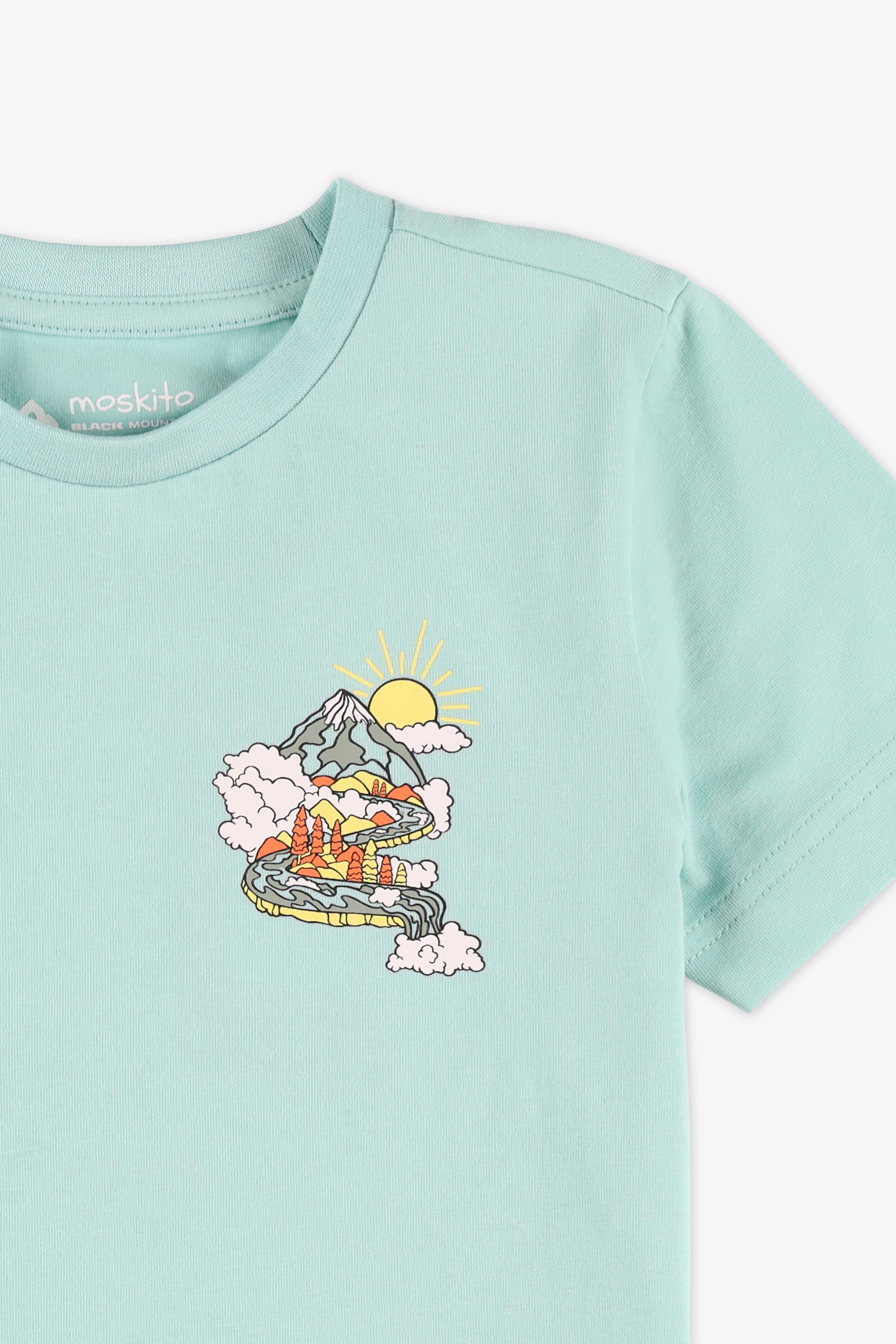 Chandail M/courtes uni avec imprimé - Enfant fille && AQUA