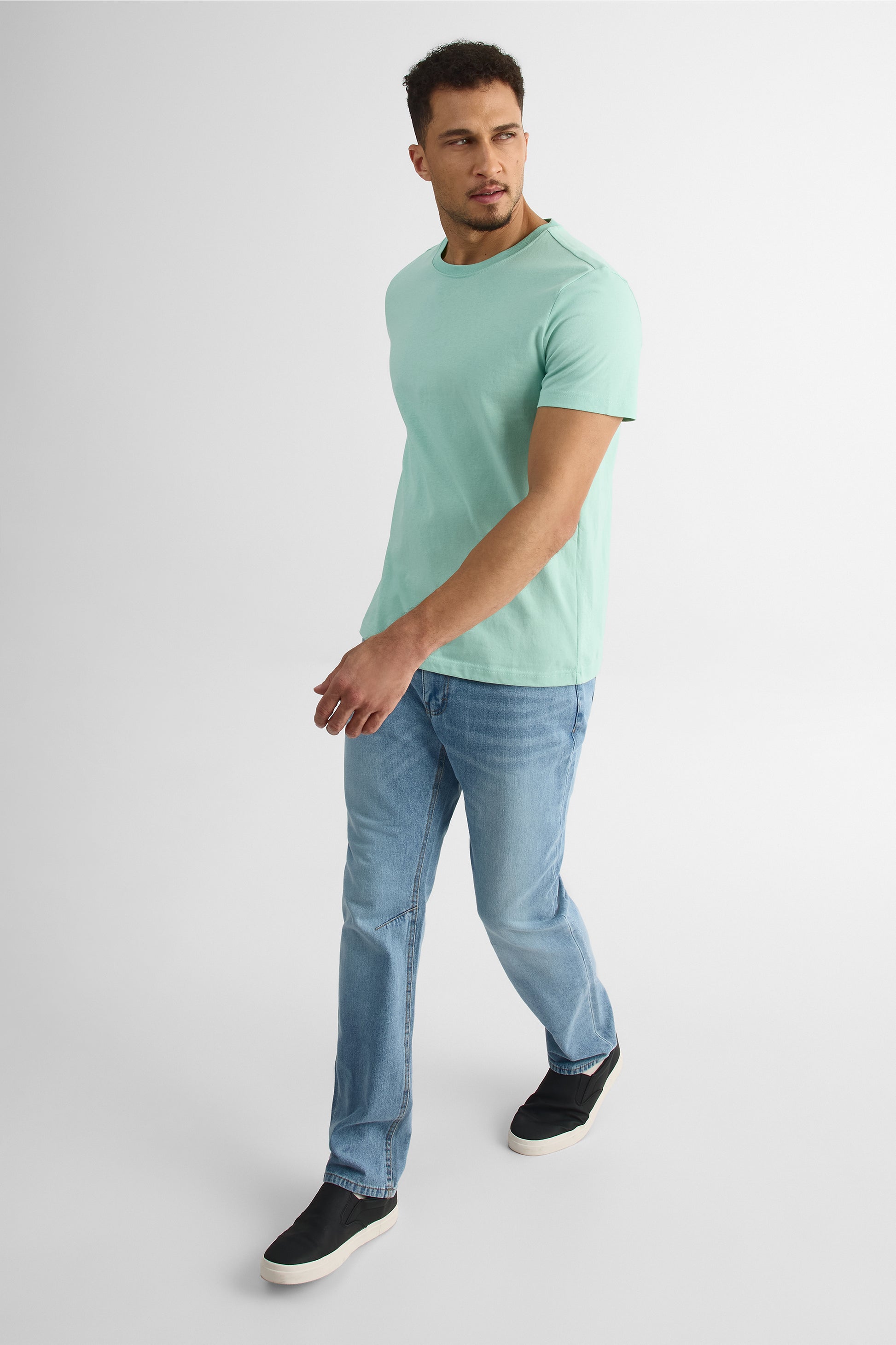 Jeans 5 poches ajusté en denim rigide - Homme && DENIM PALE