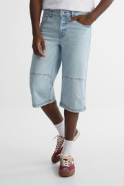 Short denim capri confort extensible – Femme && DENIM PALE