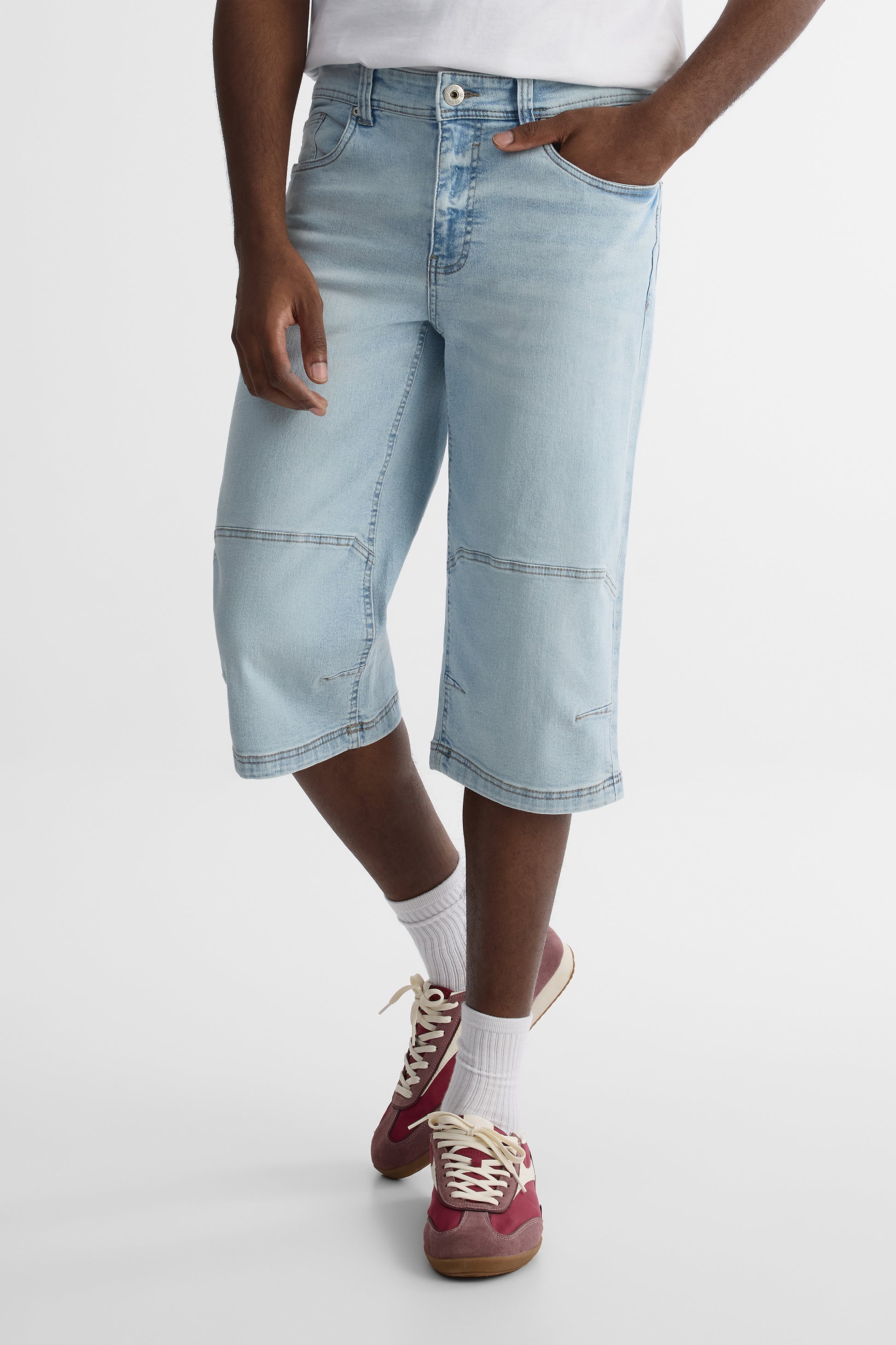Short denim capri confort extensible – Femme && DENIM PALE