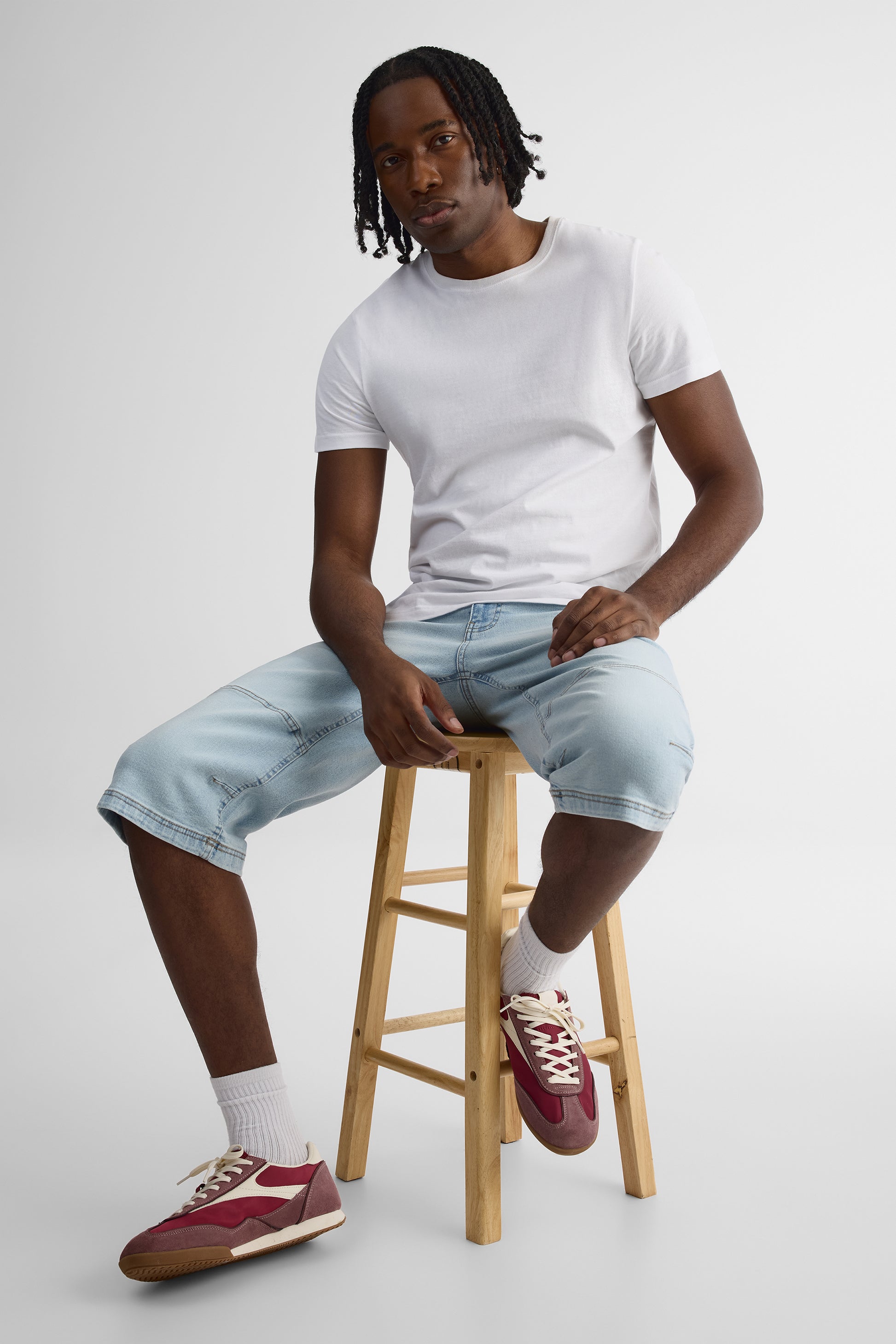 Short denim capri confort extensible – Femme && DENIM PALE