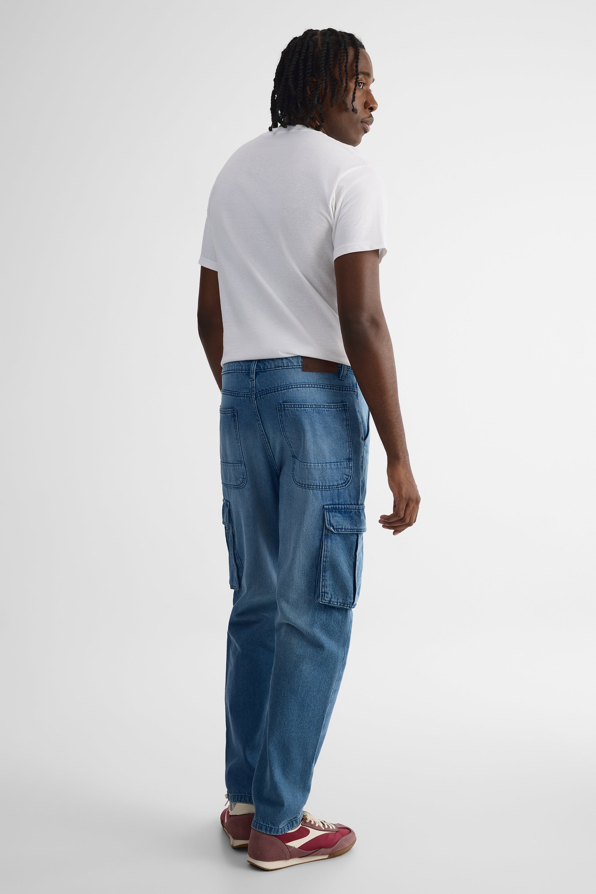Jeans cargo coupe relaxe en denim rigide – Homme && DENIM MOYEN