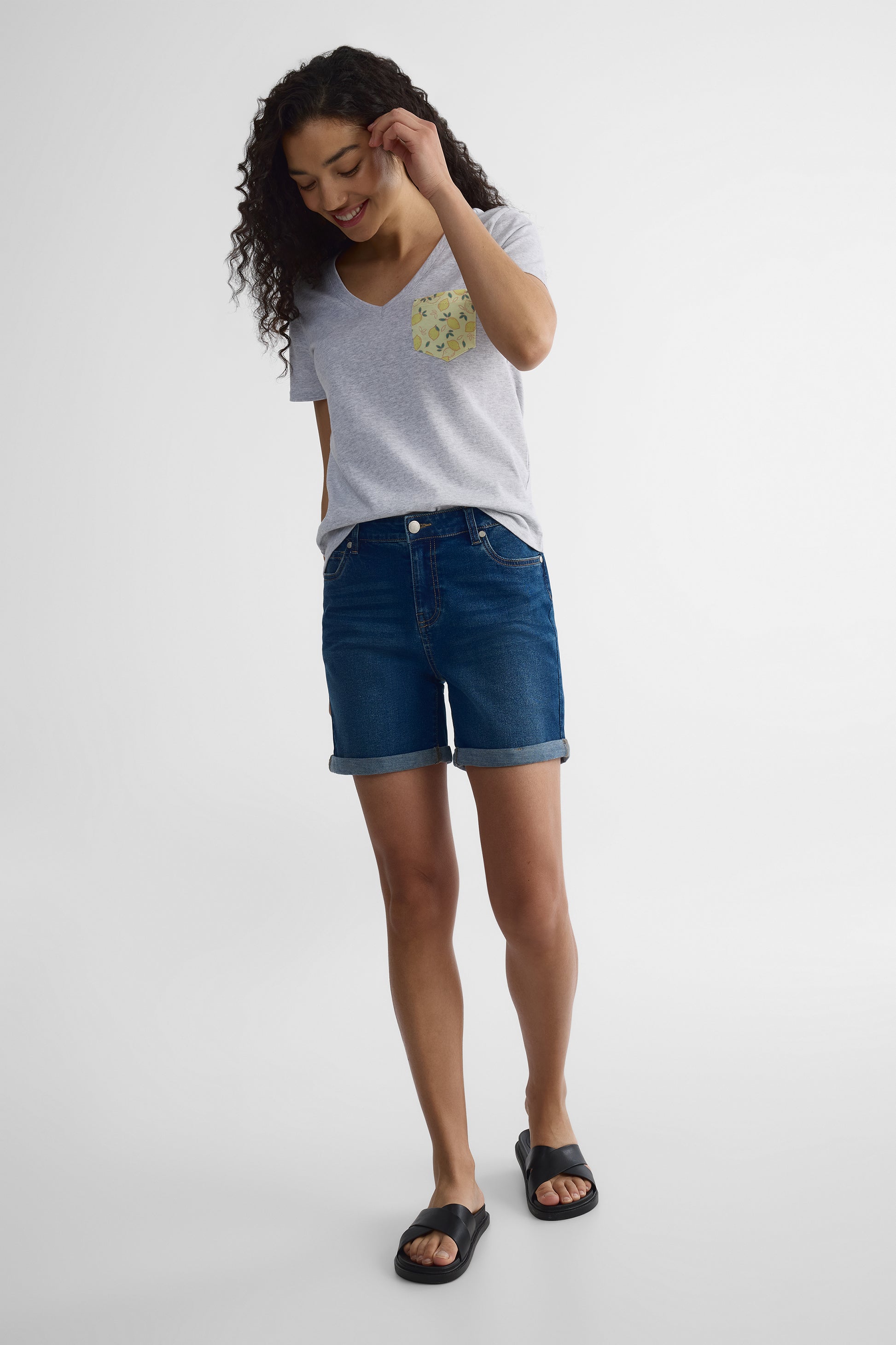 Short denim taille haute - Enfant garçon && DENIM FONCE