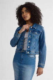 Veste en denim à manches longues – Femme && DENIM MOYEN