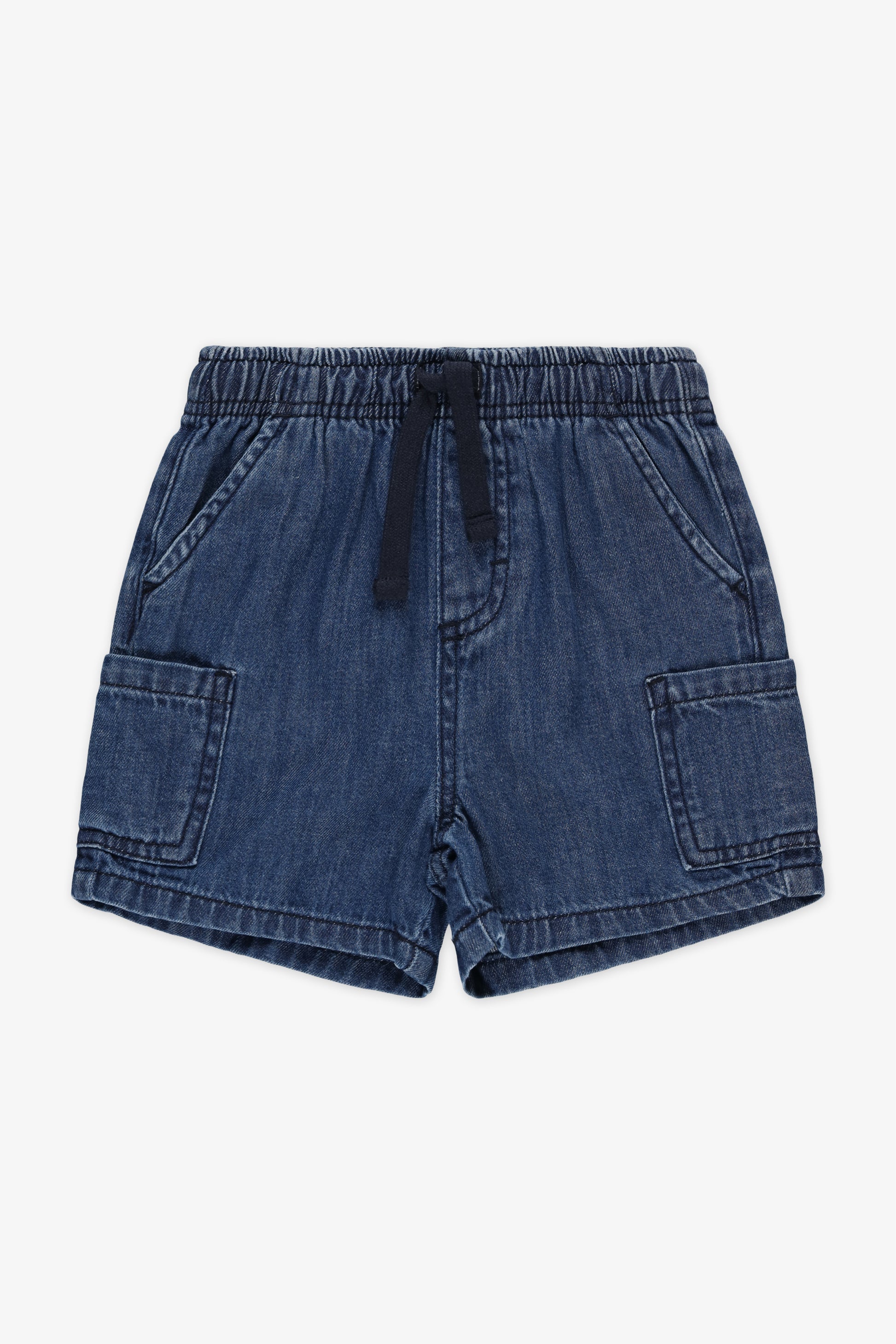 Short denim élastique à cordon - Bébé garçon && DENIM FONCE