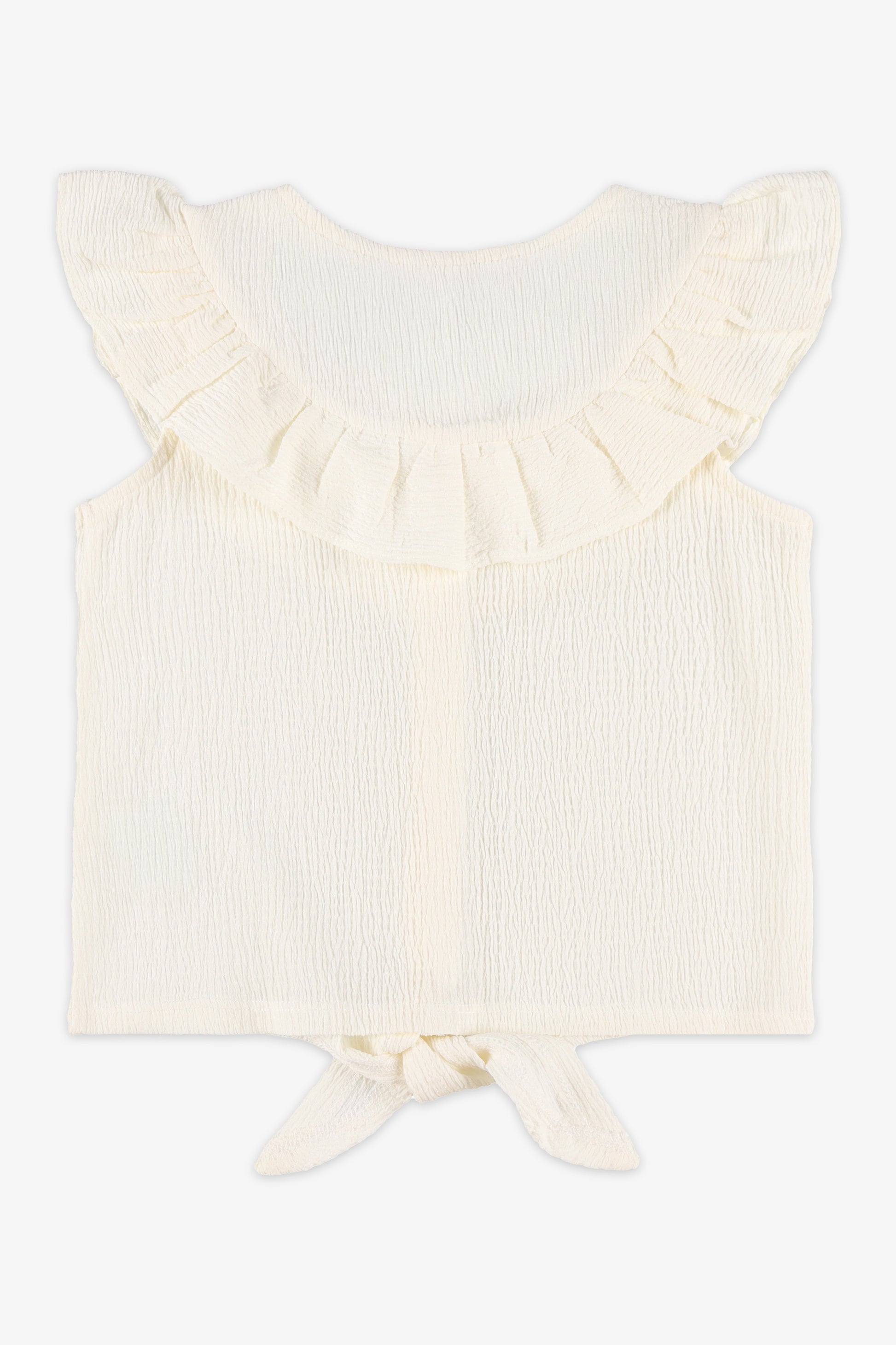 Blouse nouée au devant en crêpe - Femme && BLANC CASSÉ