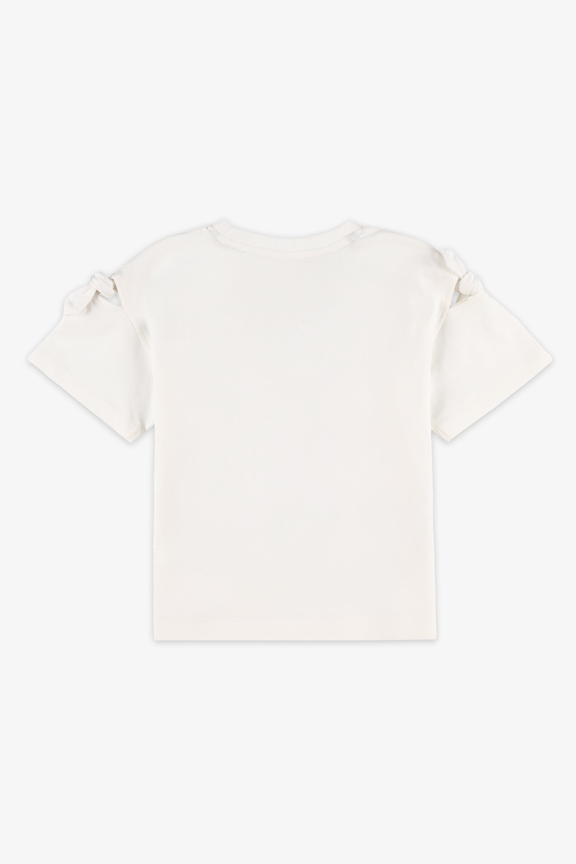 Chandail M/courtes col rond avec noeud - Enfant fille && BLANC CASSÉ