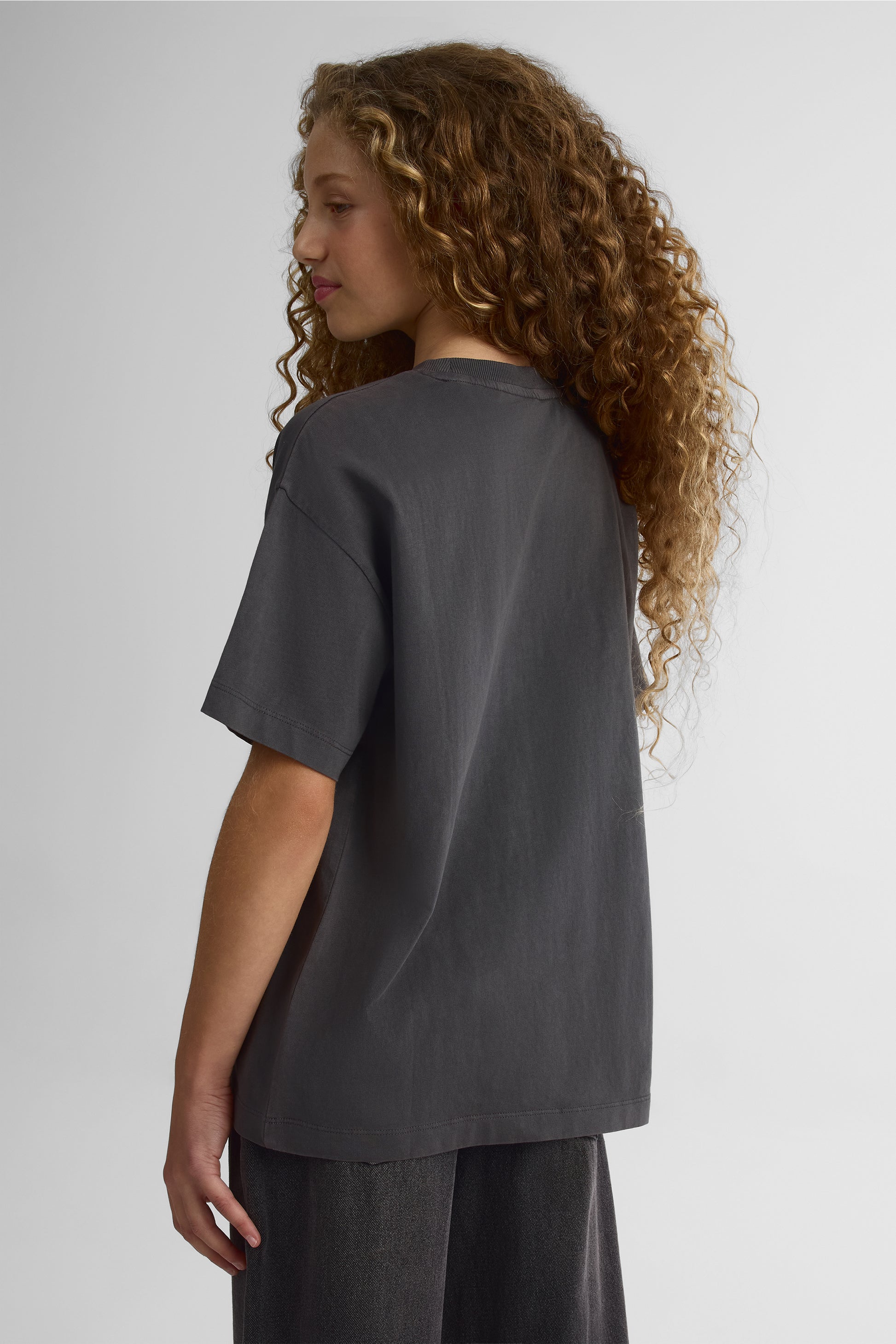 Chandail oversize M/courtes col rond – Ado fille && CHARBON