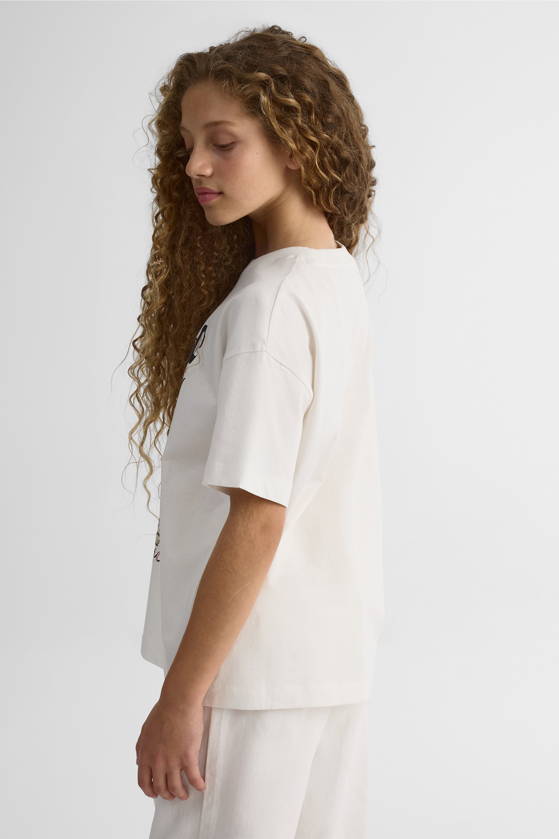 Chandail oversize M/courtes col rond – Ado fille && BLANC CASSÉ