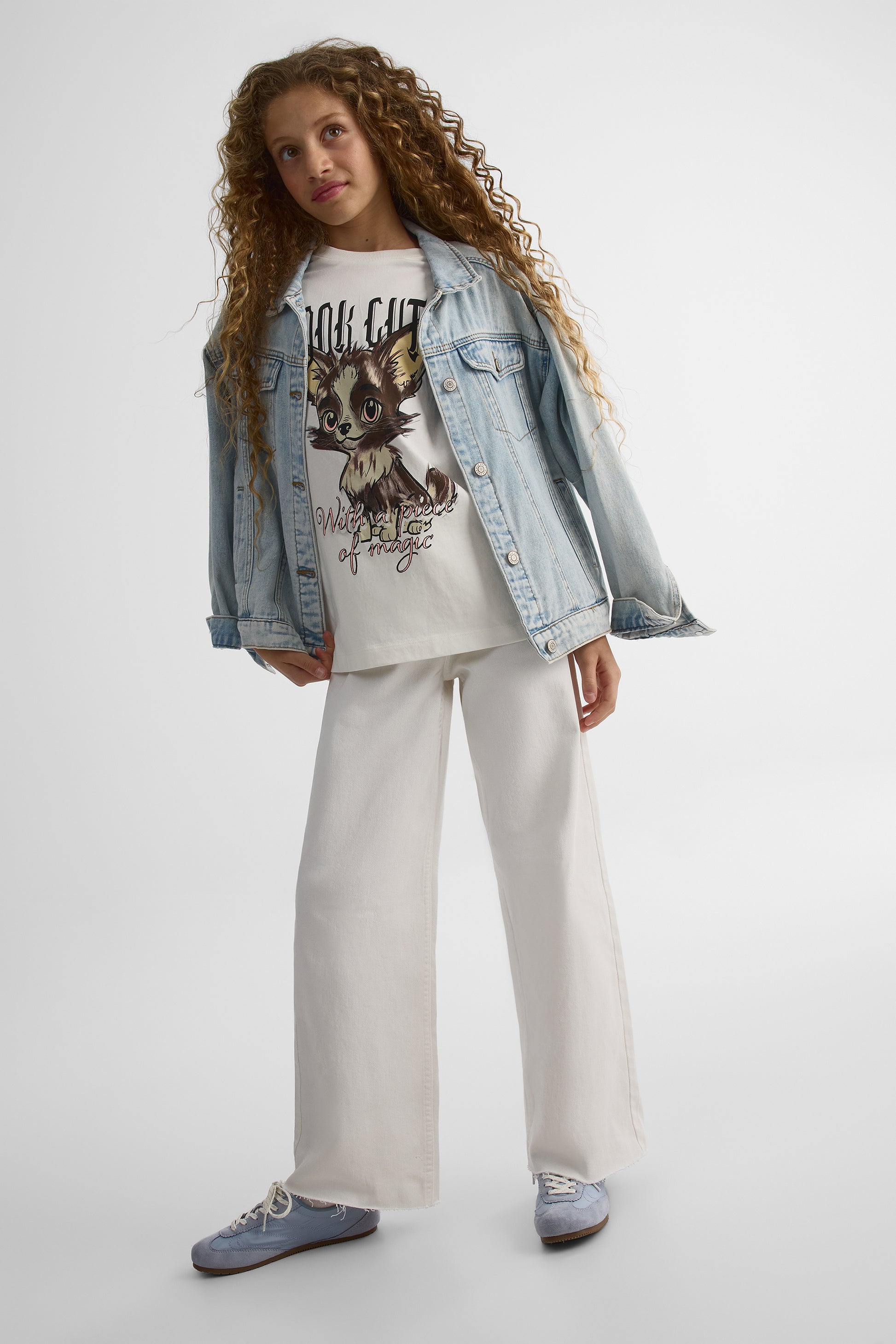 Chandail oversize M/courtes col rond – Ado fille && BLANC CASSÉ