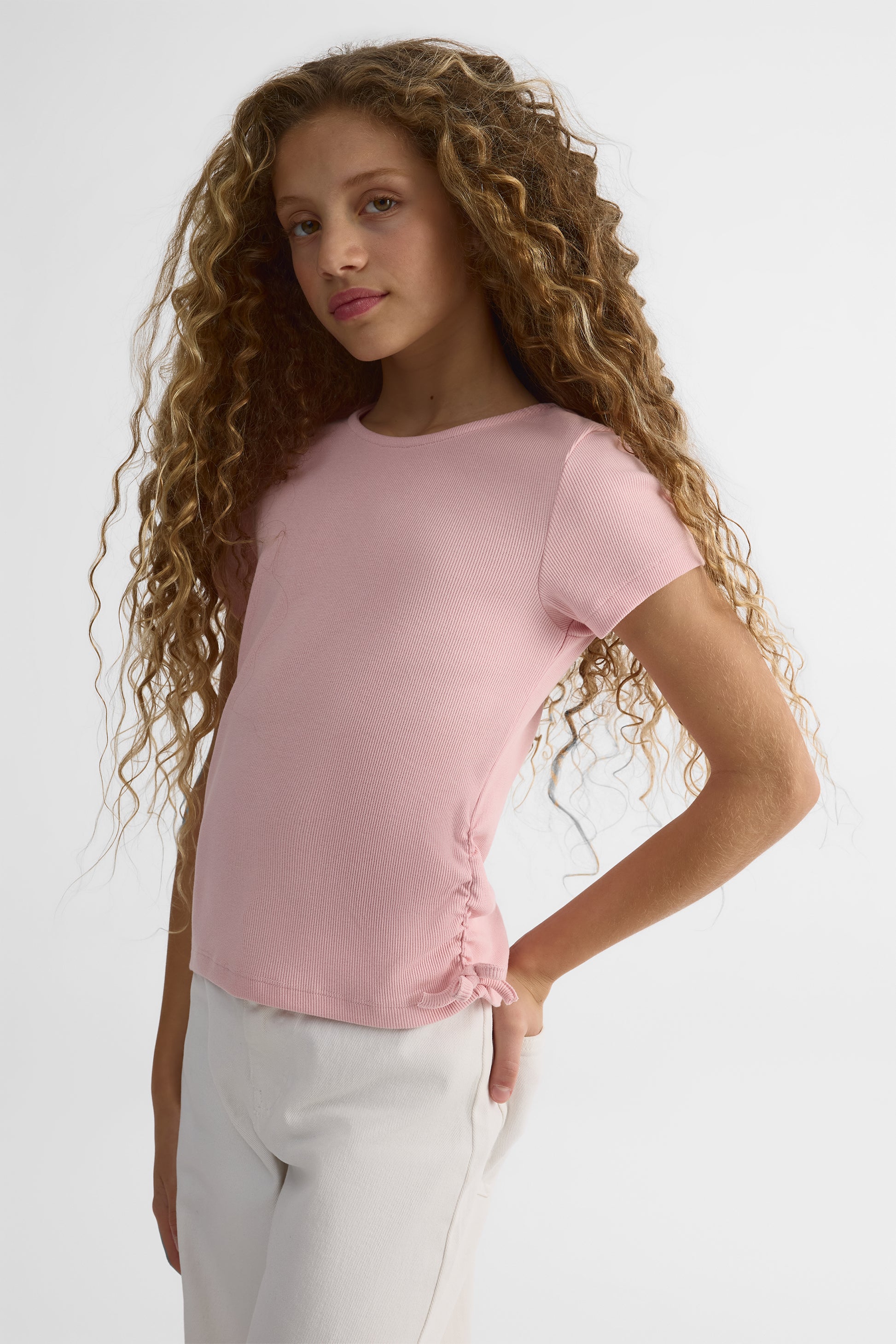 Chandail M/courtes ajusté avec boucle – Ado fille && ROSE