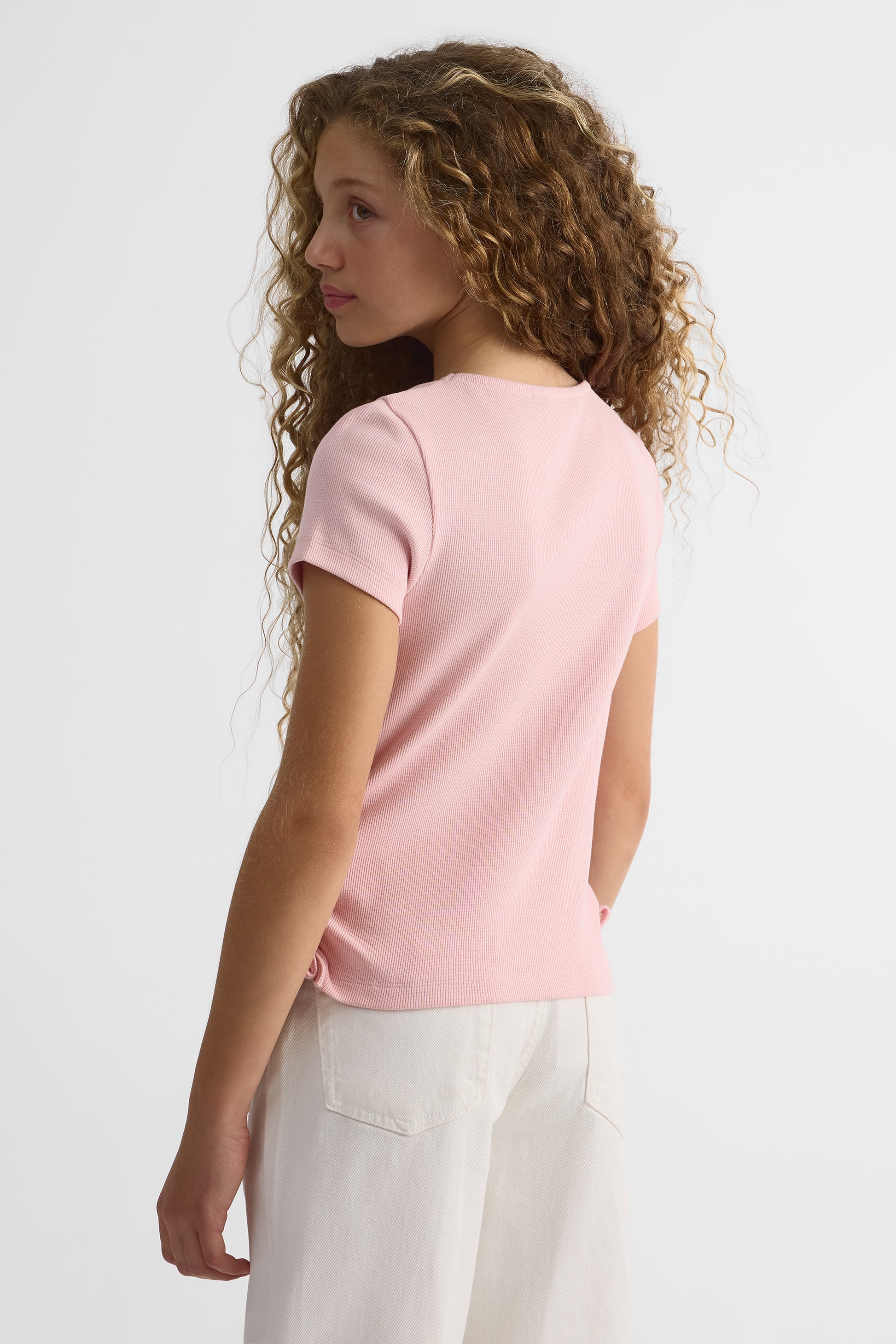 Chandail M/courtes ajusté avec boucle – Ado fille && ROSE