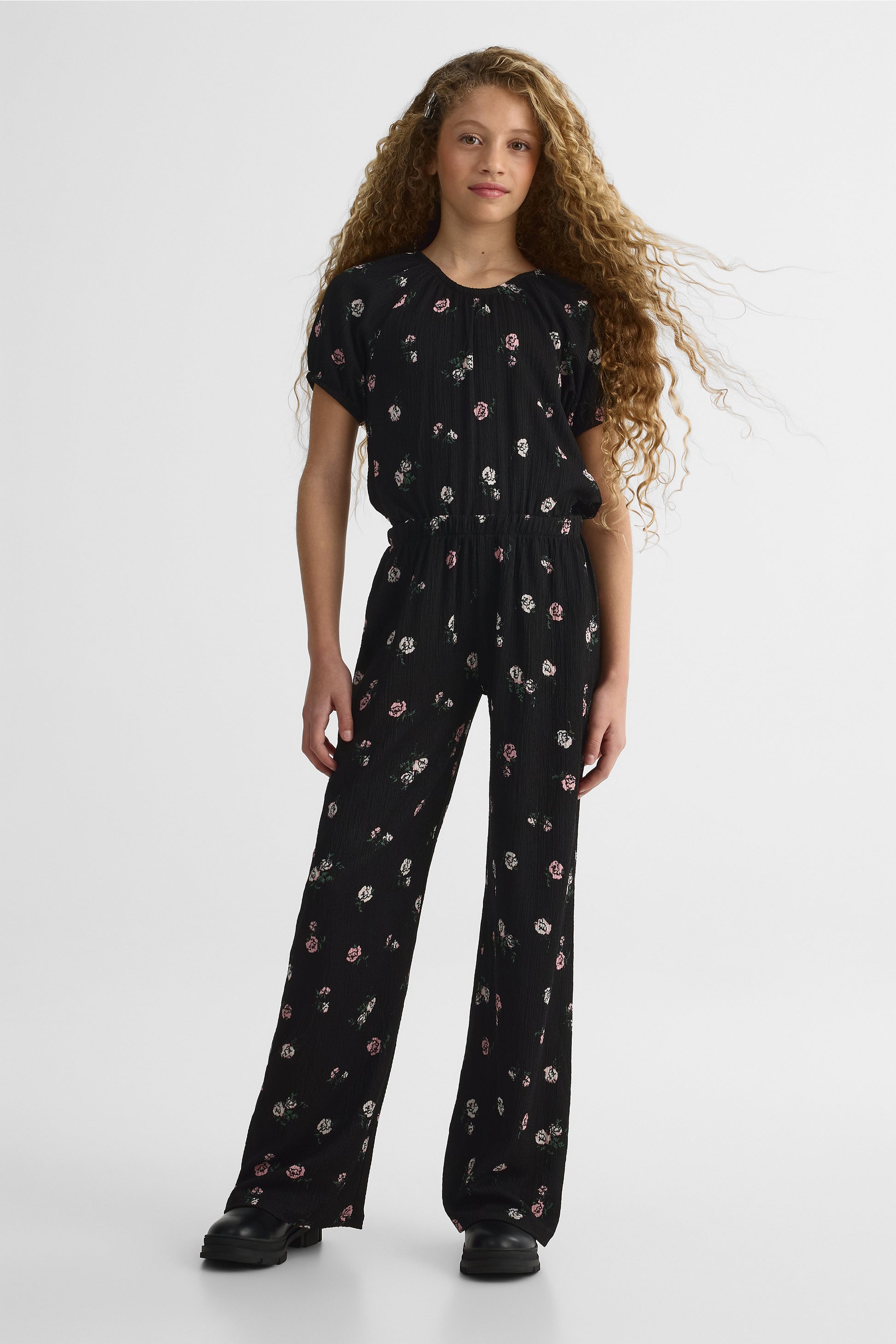 Robe à manches bouffantes - Enfant fille && NOIR/MULTI