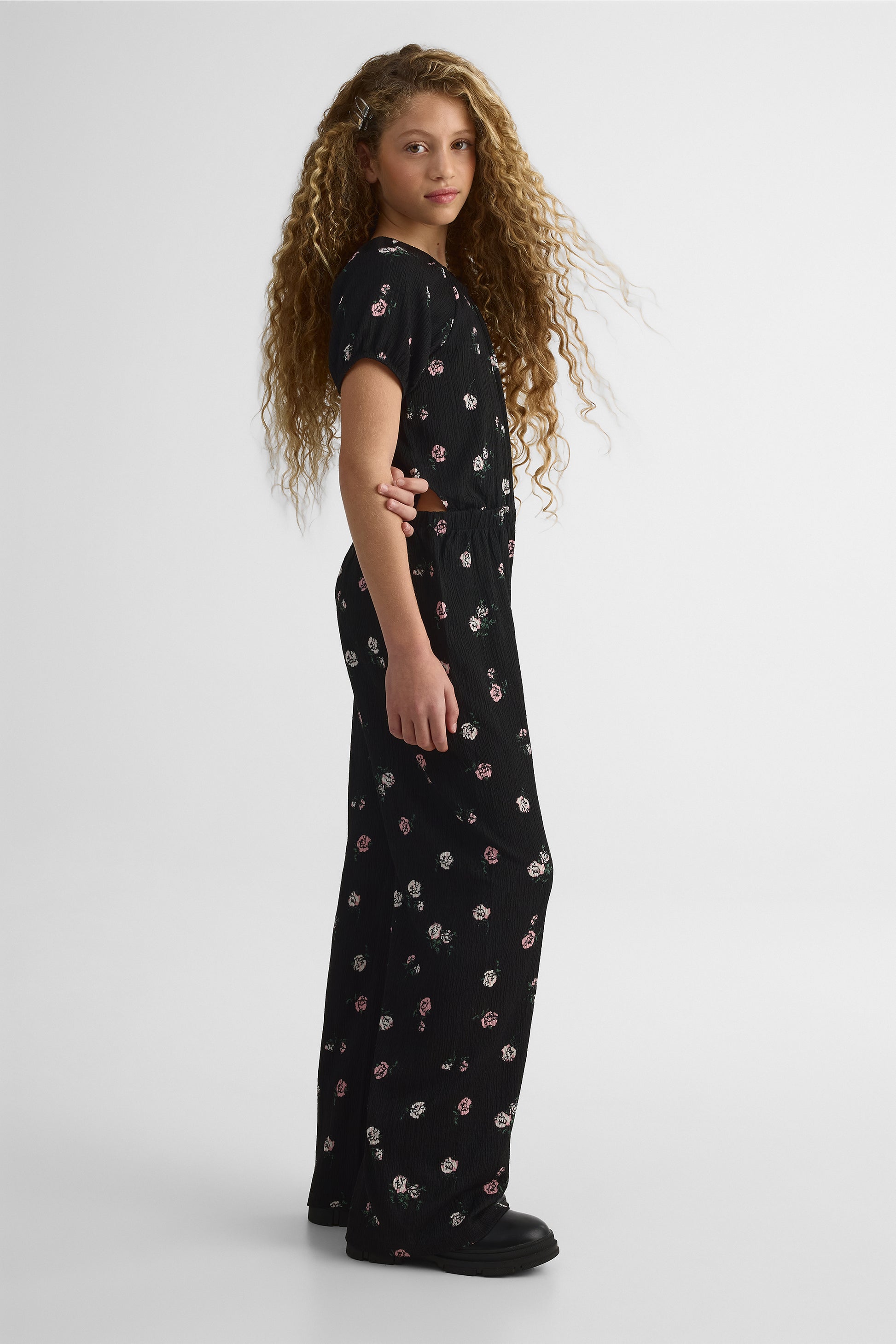 Robe à manches bouffantes - Enfant fille && NOIR/MULTI