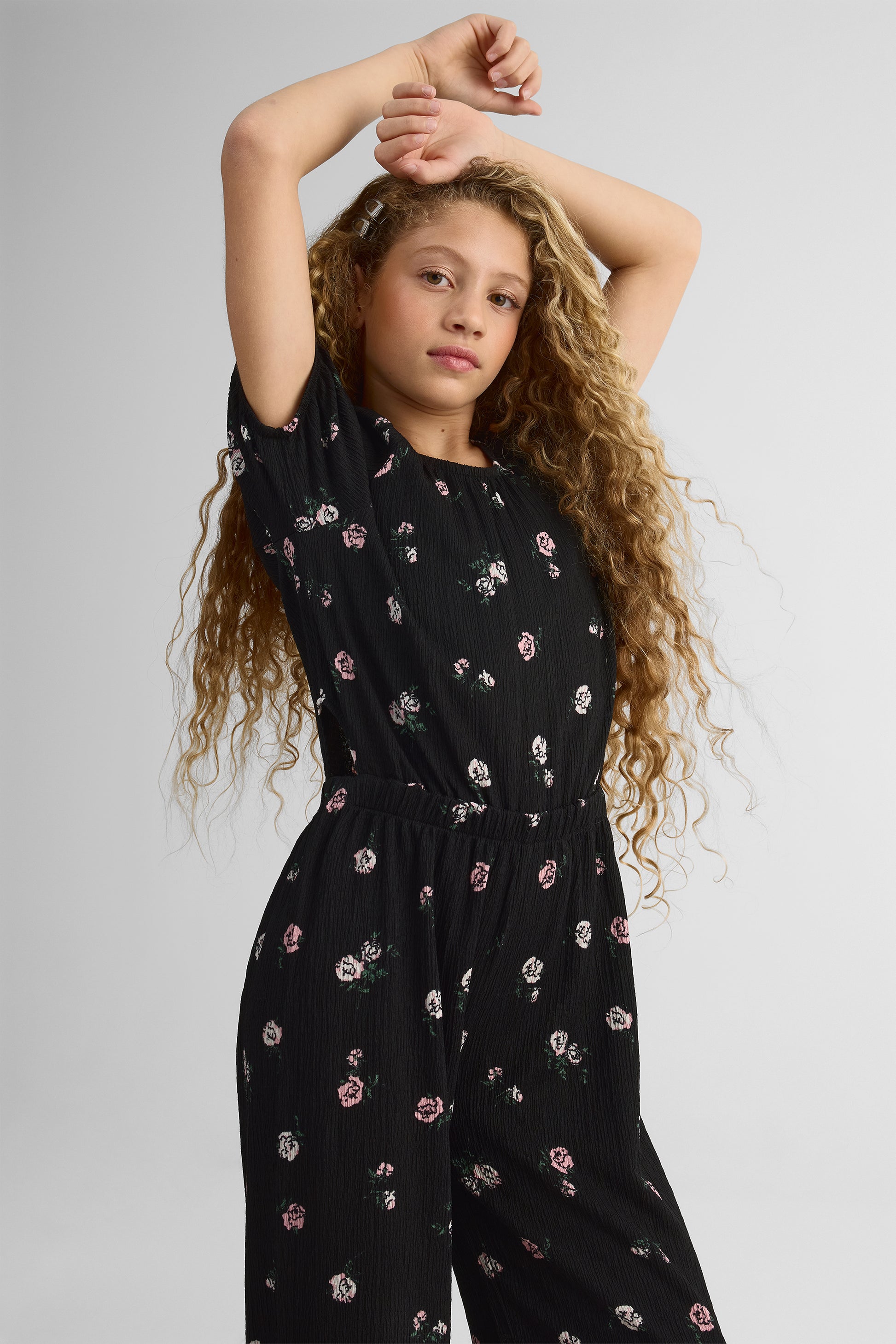 Robe à manches bouffantes - Enfant fille && NOIR/MULTI