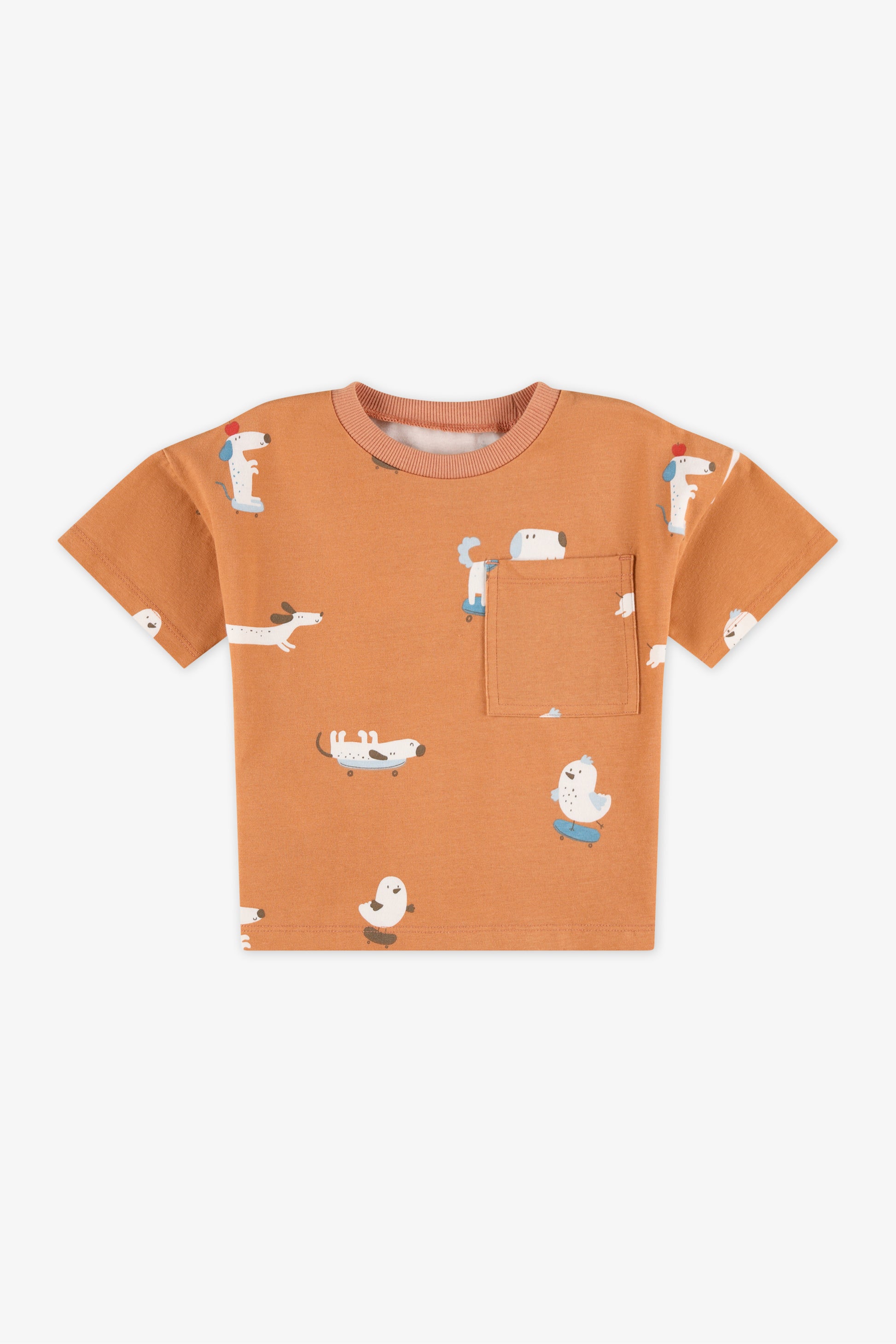 Chandail M/courtes avec poche – Bébé garçon && BRUN/MULTI