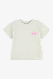 Chandail M/courtes boxy uni avec imprimé - Bébé fille && VERT