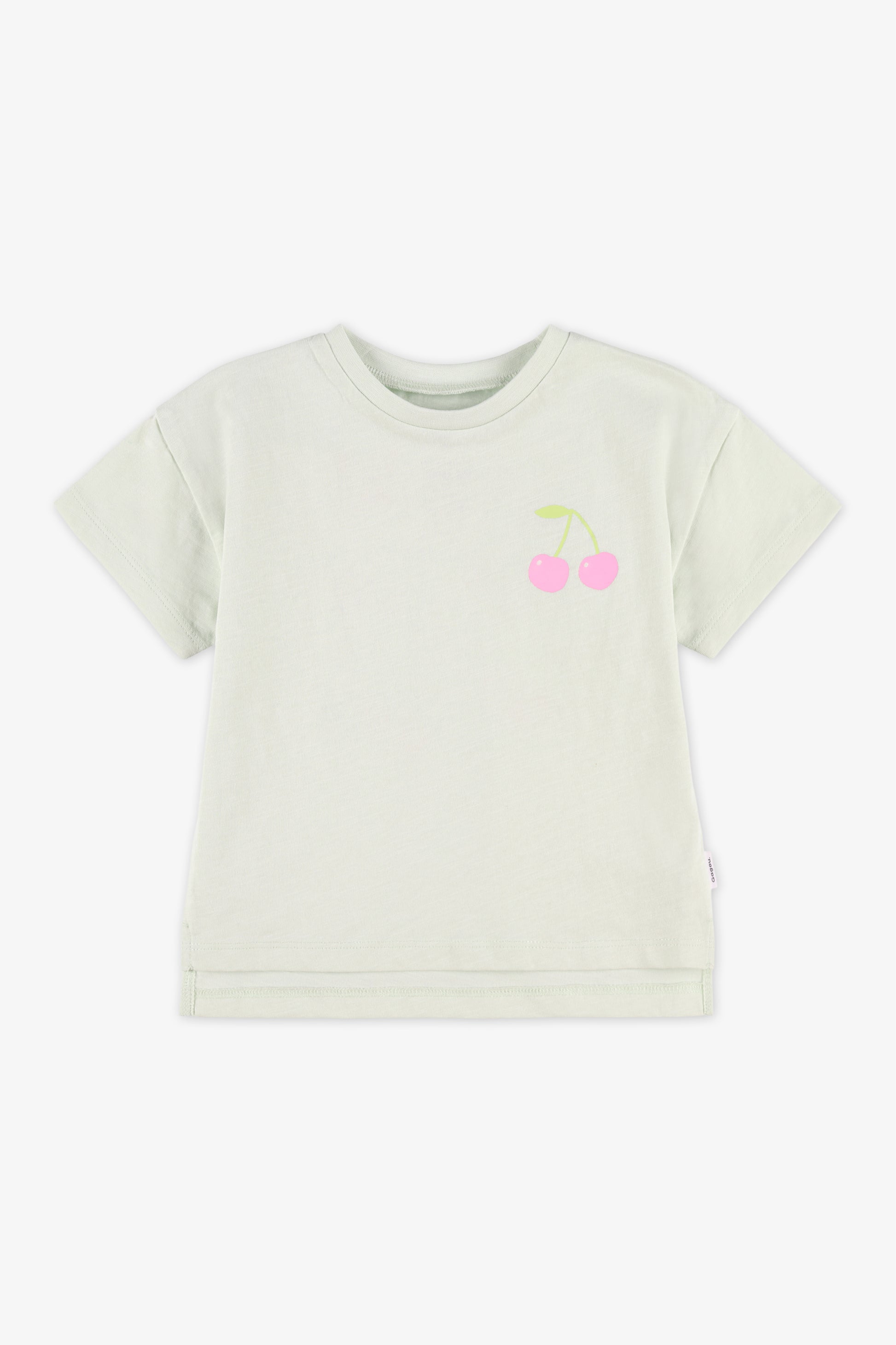 Chandail M/courtes boxy uni avec imprimé - Bébé fille && VERT