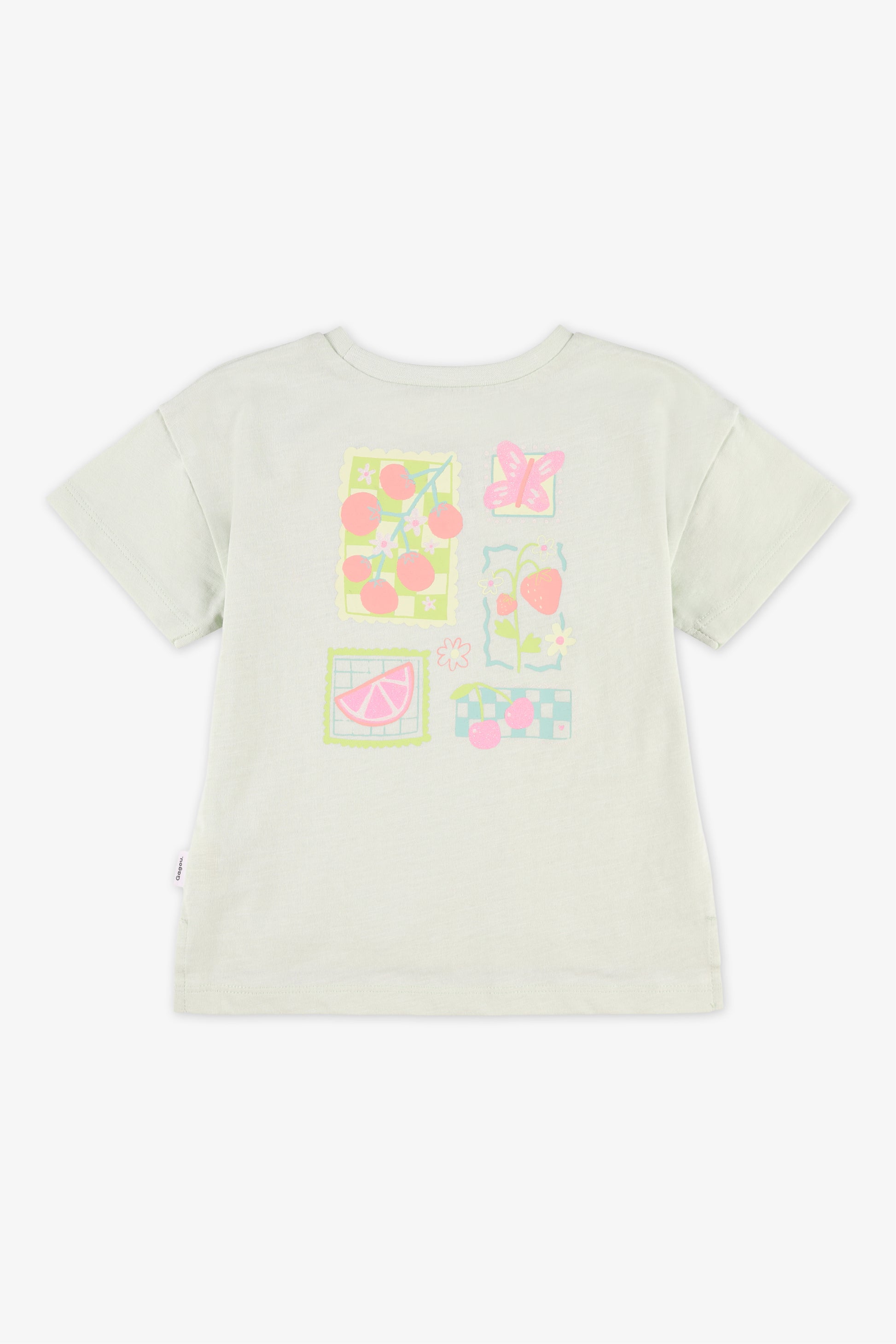 Chandail M/courtes boxy uni avec imprimé - Bébé fille && VERT