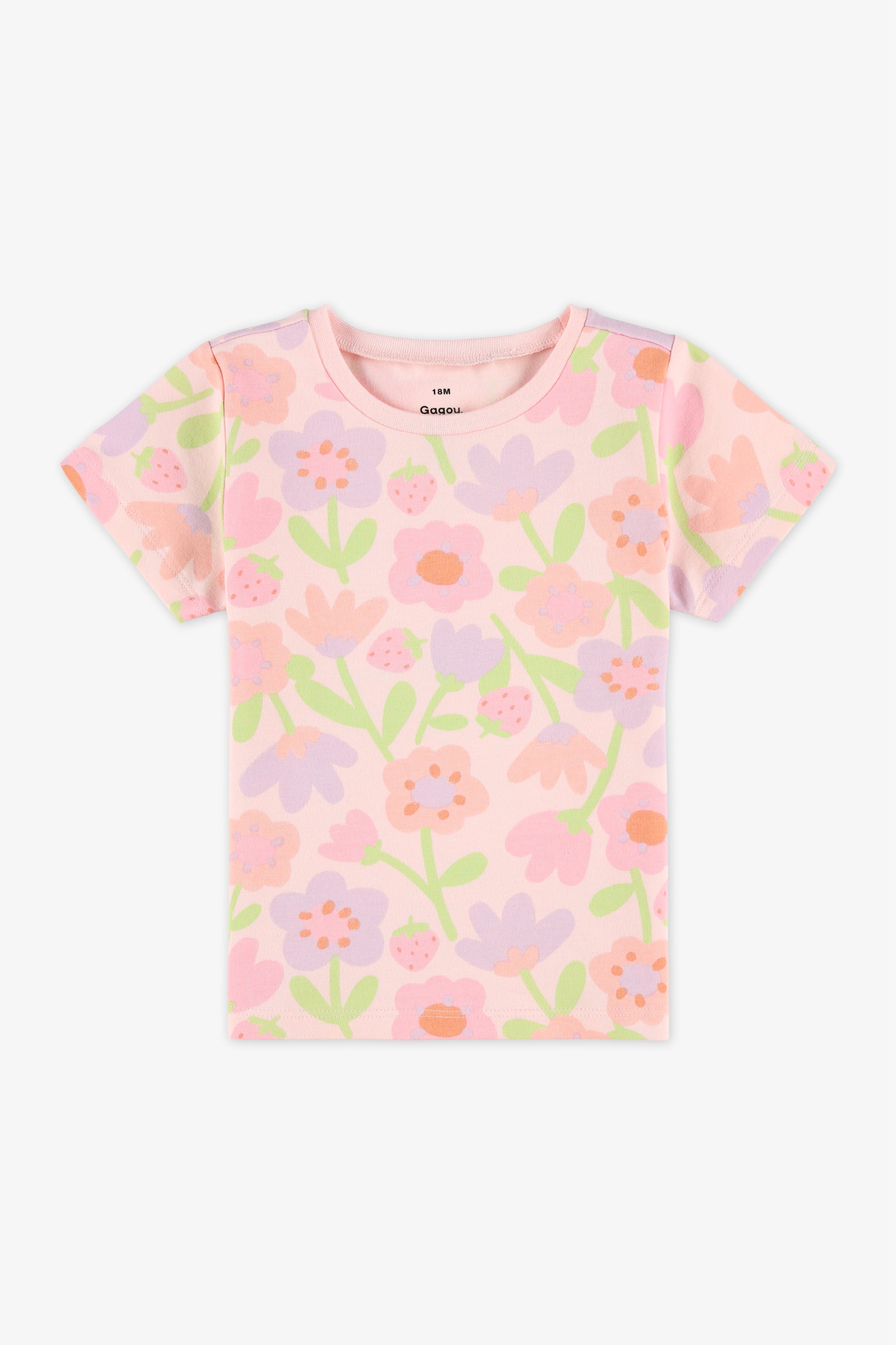Chandail M/courtes boxy en jersey extensible - Bébé fille && ROSE MULTI