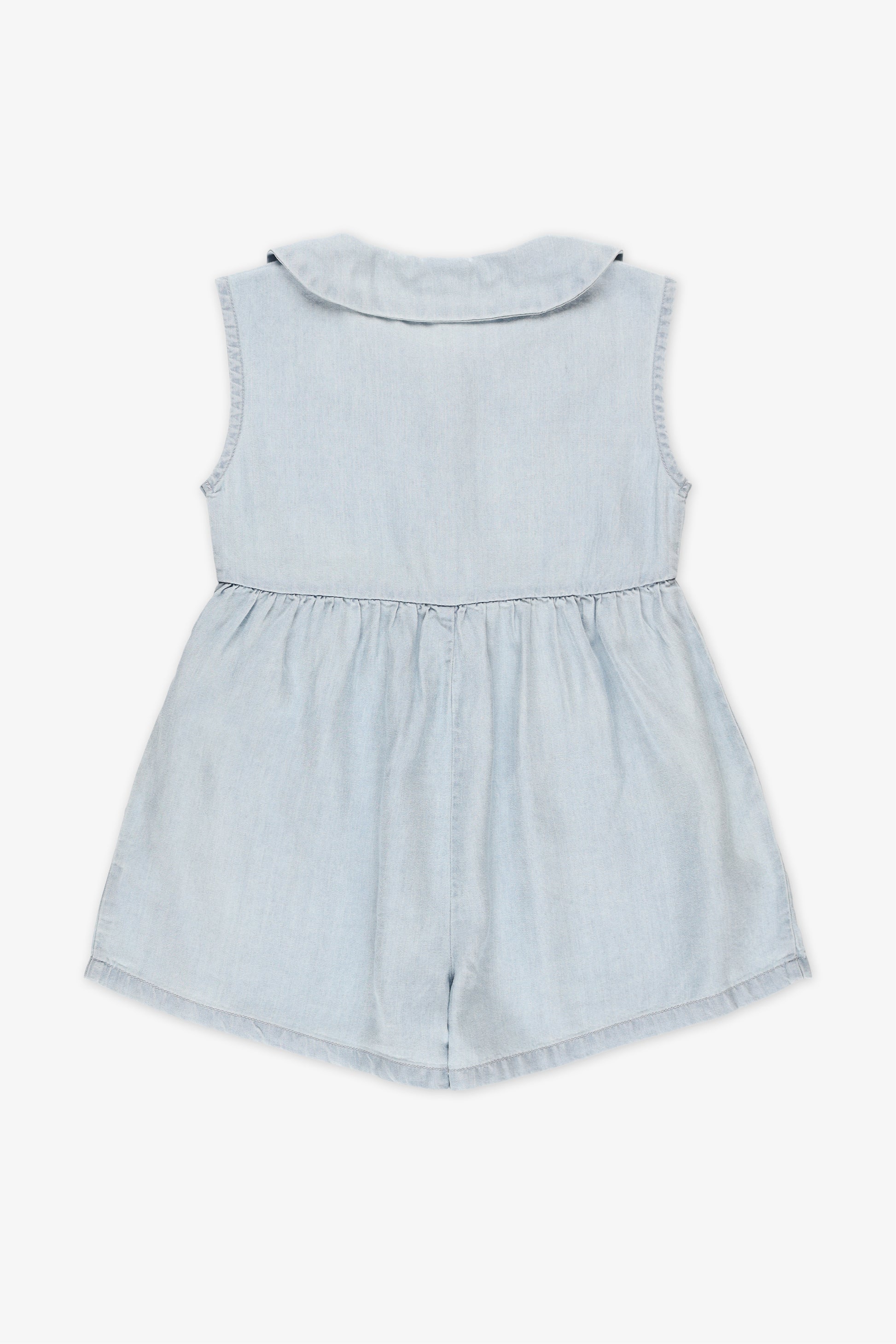 Romper short col chemise en lyocell - Bébé fille && DENIM PALE