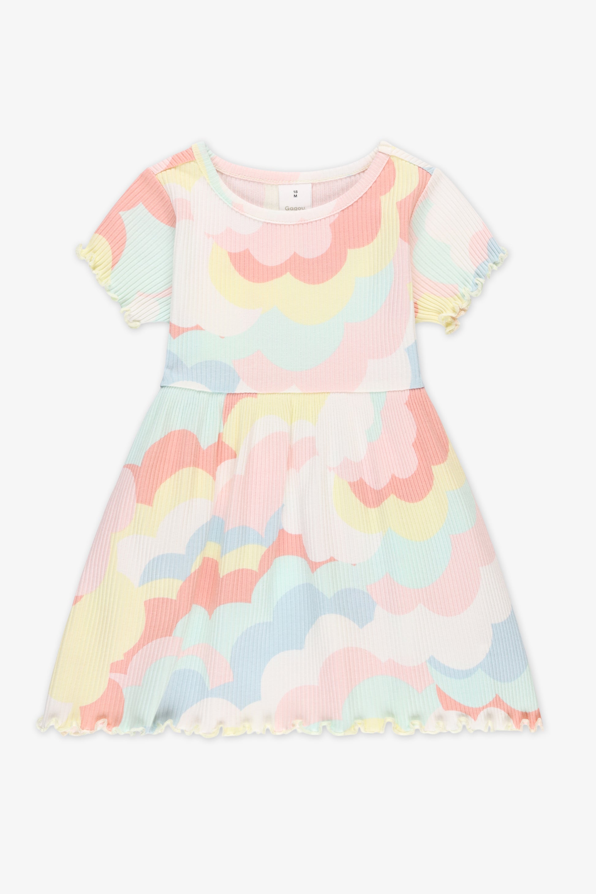 Robe M-courtes col rond extensible - Bébé fille && ROSE MULTI