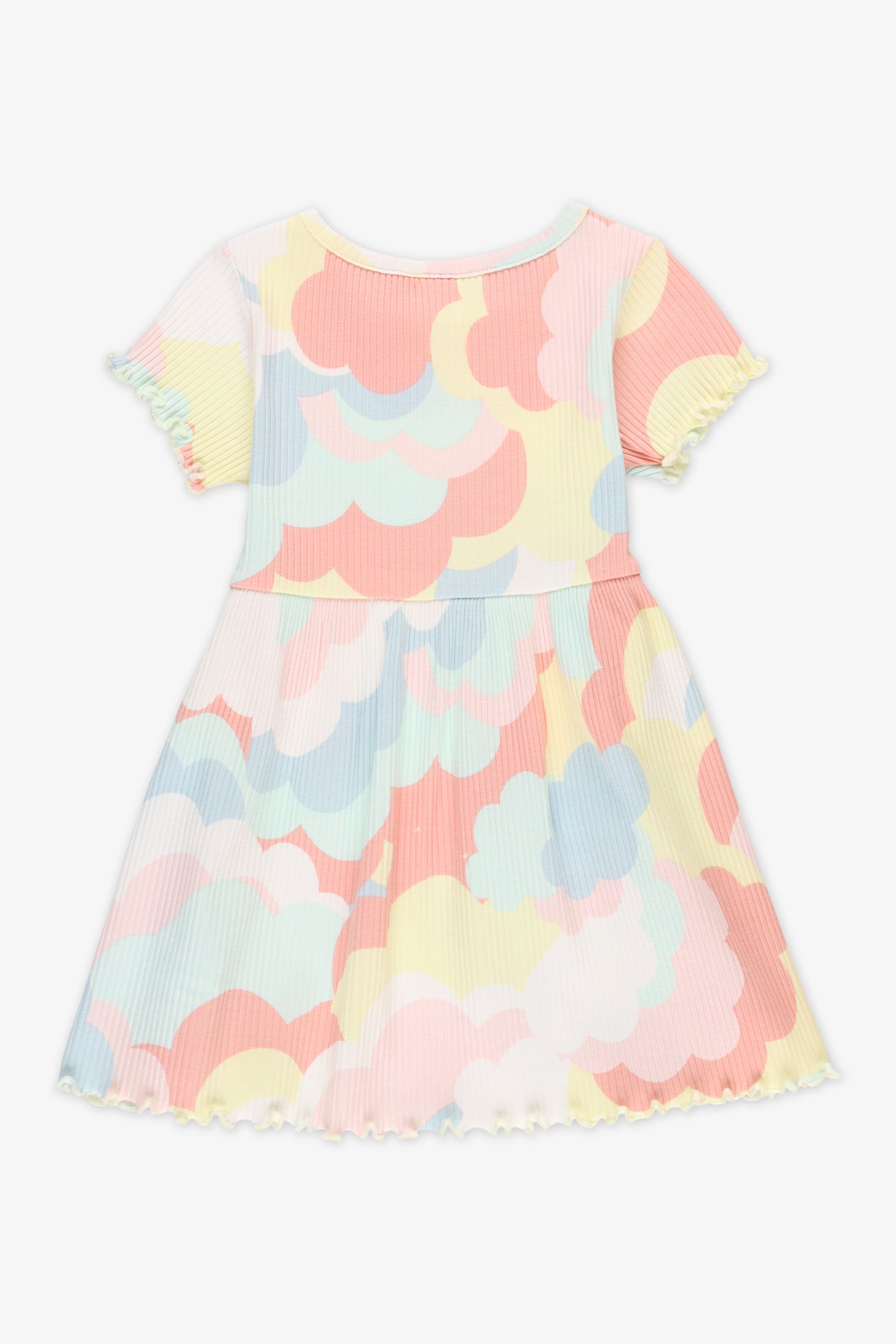 Robe M-courtes col rond extensible - Bébé fille && ROSE MULTI