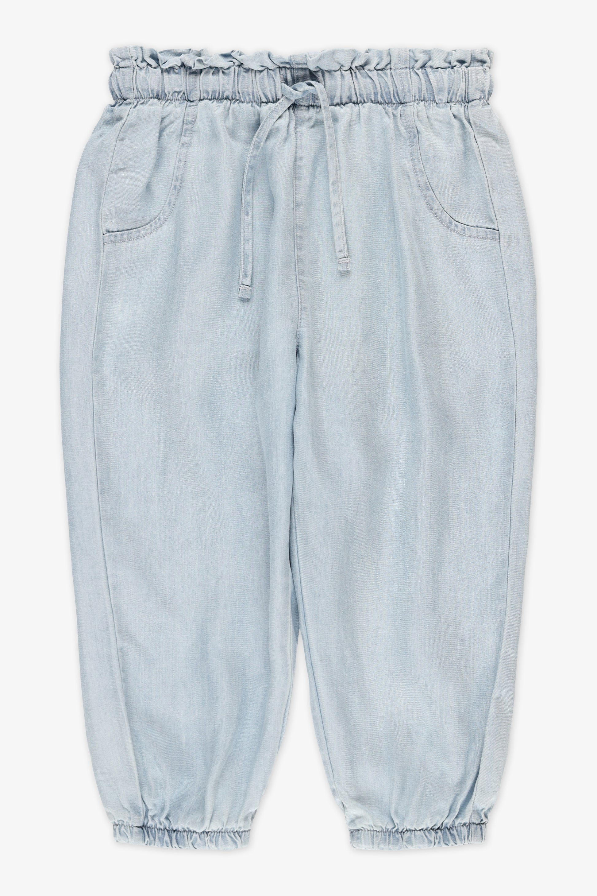 Pantalon paperbag élastique en lyocell - Bébé fille && DENIM PALE