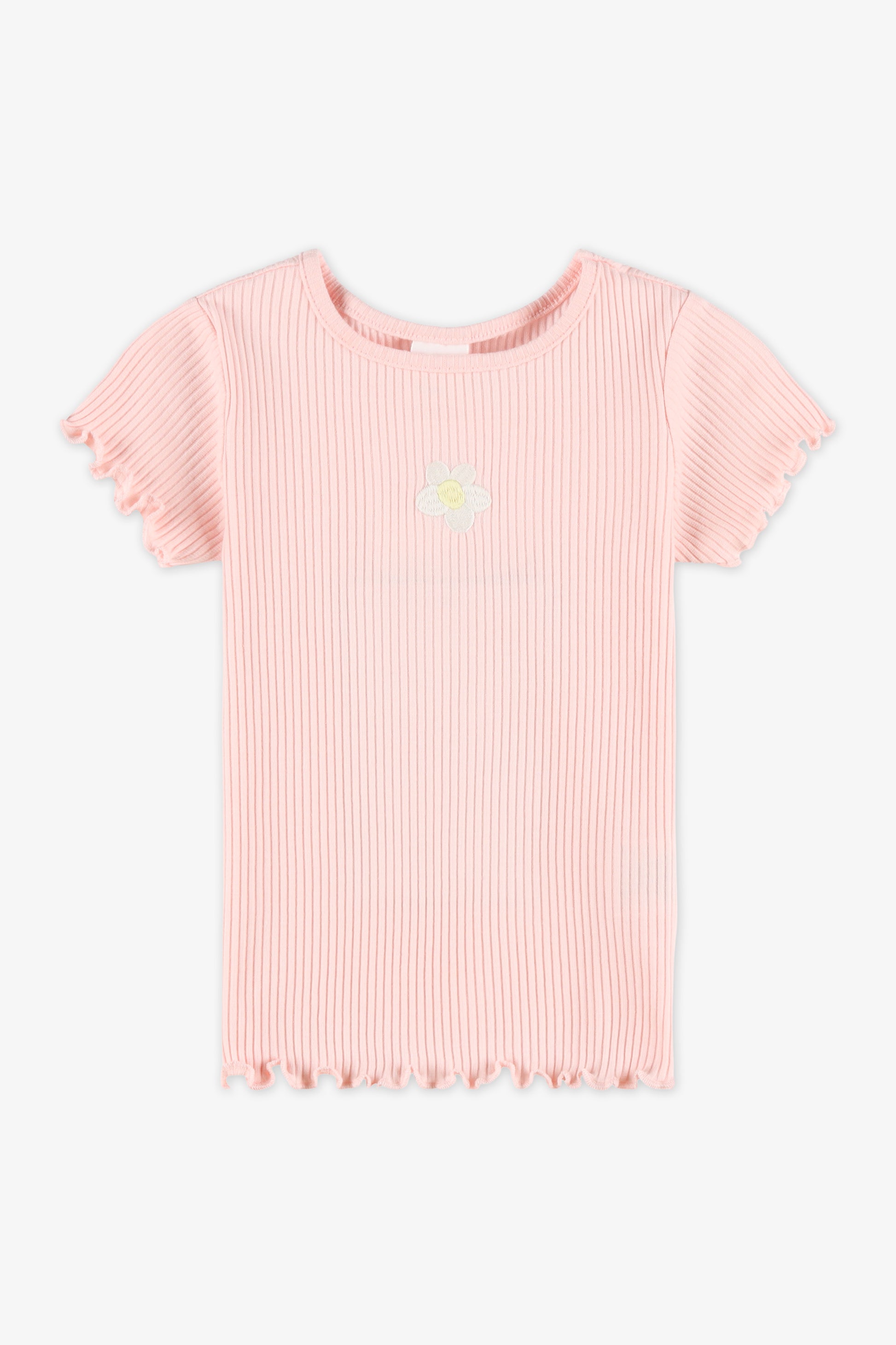 Chandail M/courtes col rond extensible - Bébé fille && ROSE