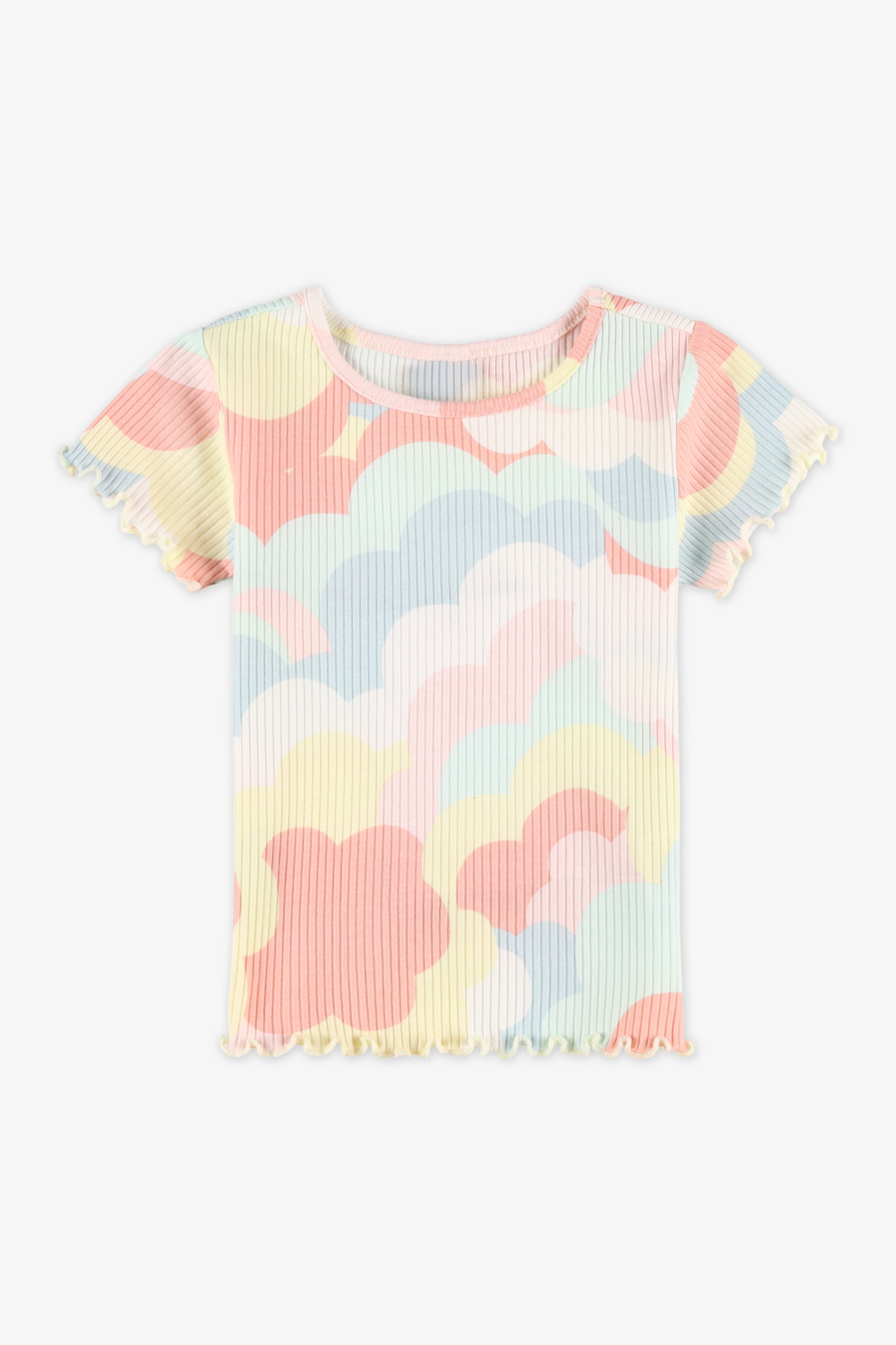Chandail M/courtes col rond extensible - Bébé fille && ROSE MULTI
