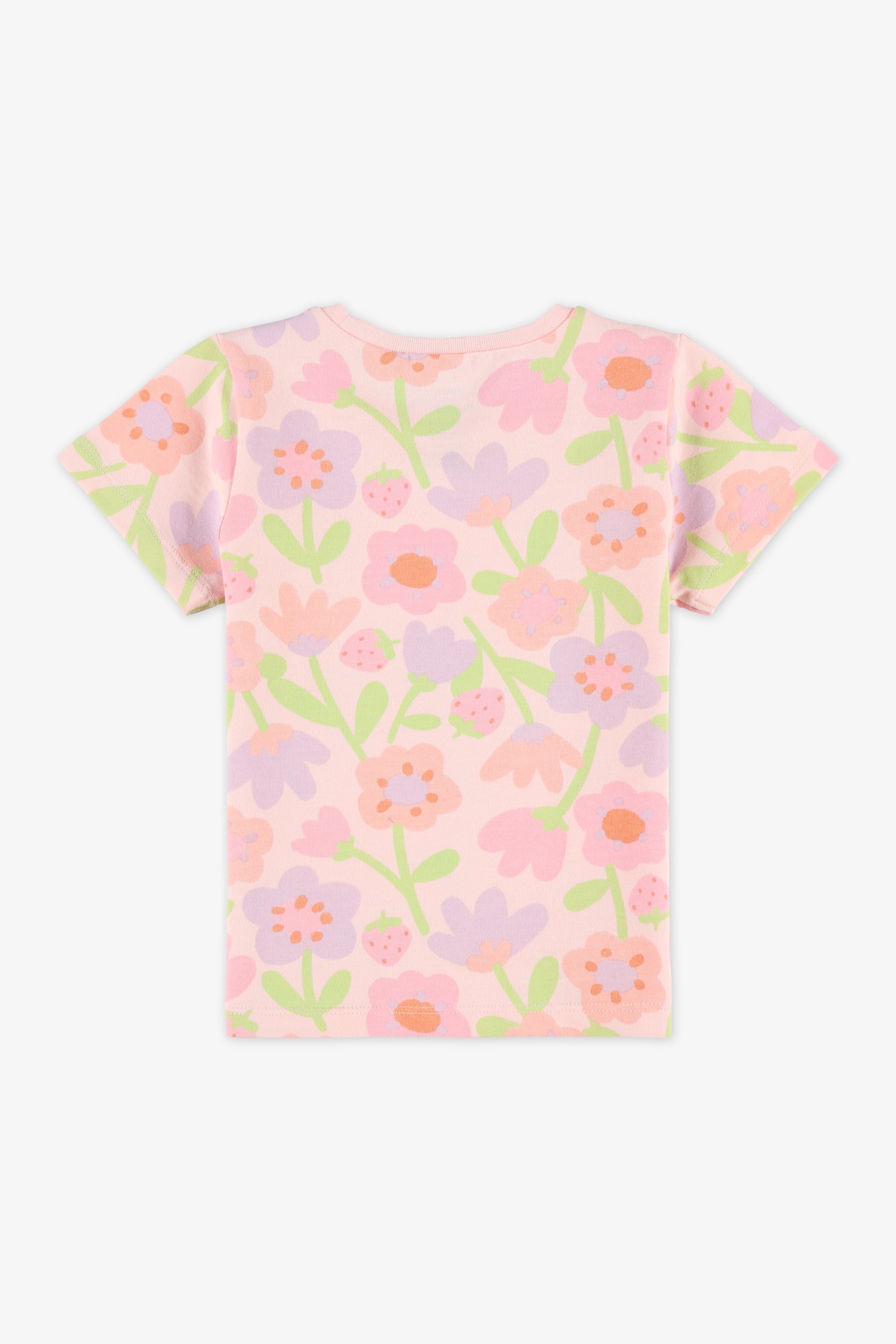Chandail M/courtes boxy en jersey extensible - Bébé fille && ROSE MULTI