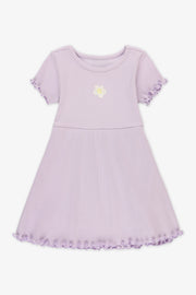Robe M-courtes col rond extensible - Bébé fille && MAUVE