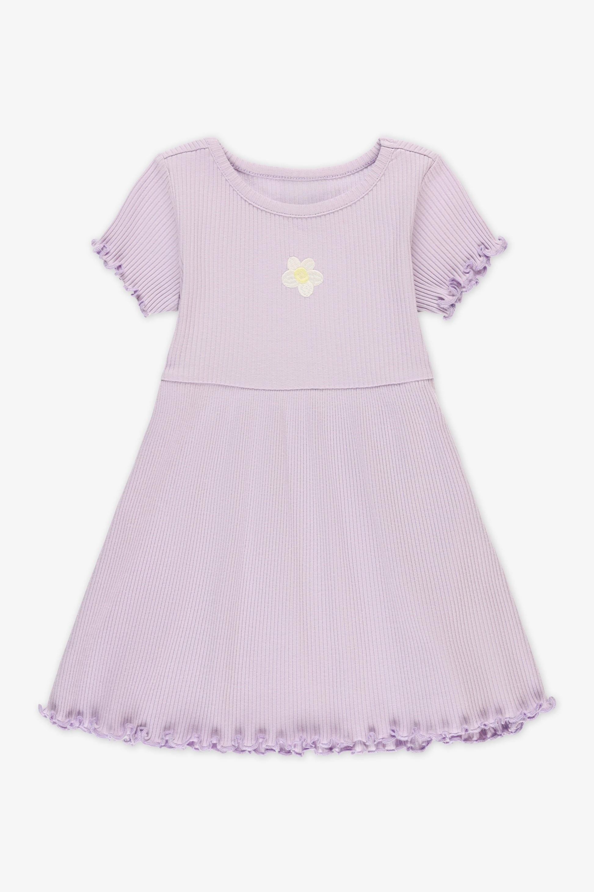 Robe M-courtes col rond extensible - Bébé fille && MAUVE