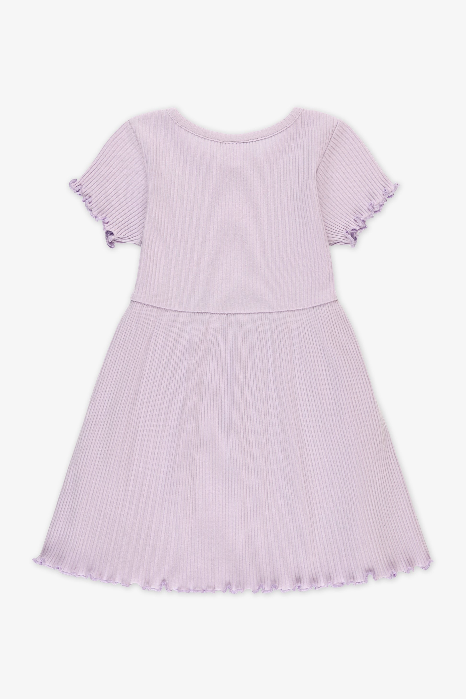 Robe M-courtes col rond extensible - Bébé fille && MAUVE