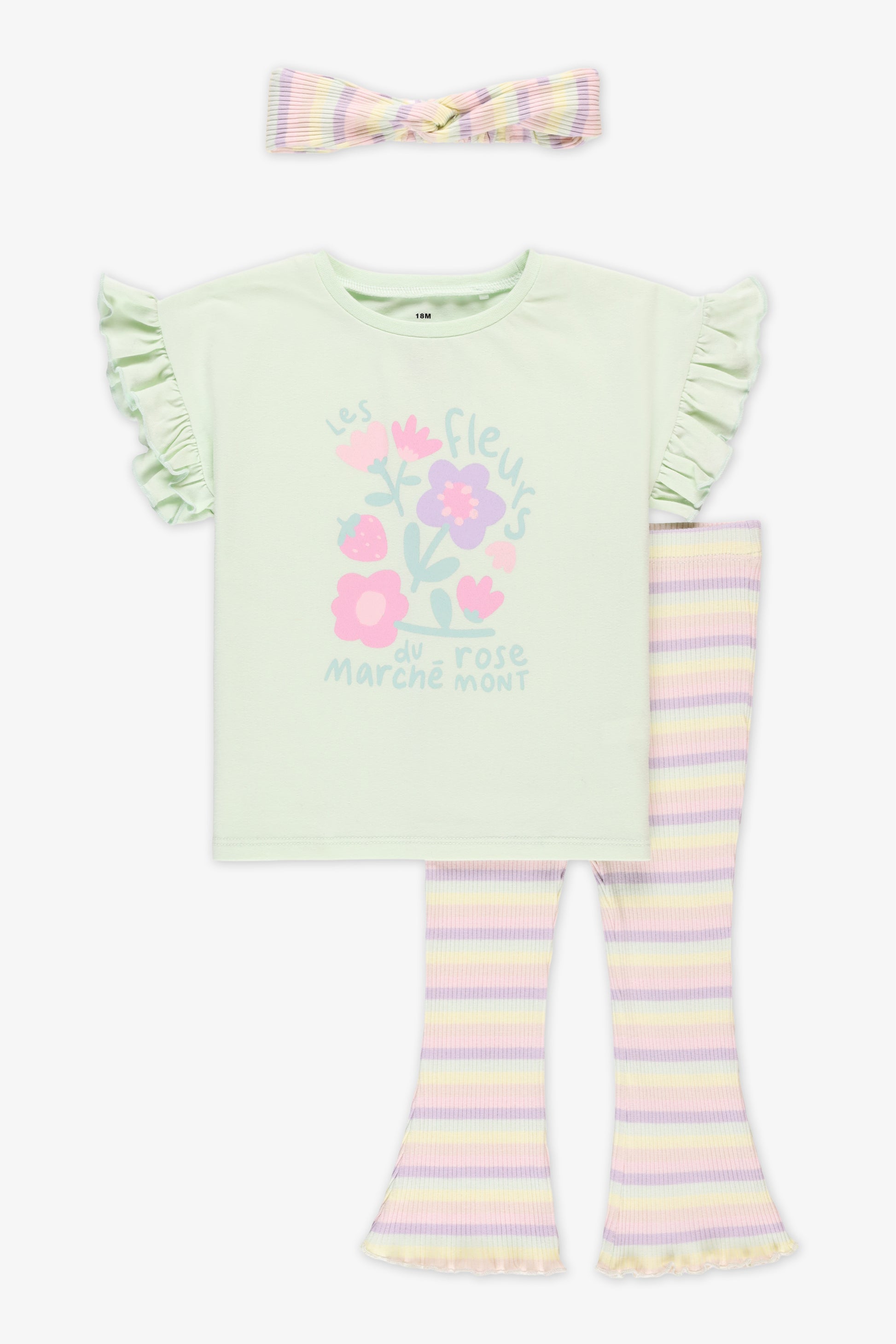 Chandail à manches courtes avec frill - Bébé fille && VERT