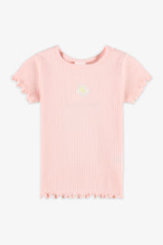 Chandail M/courtes col rond extensible - Bébé fille && ROSE