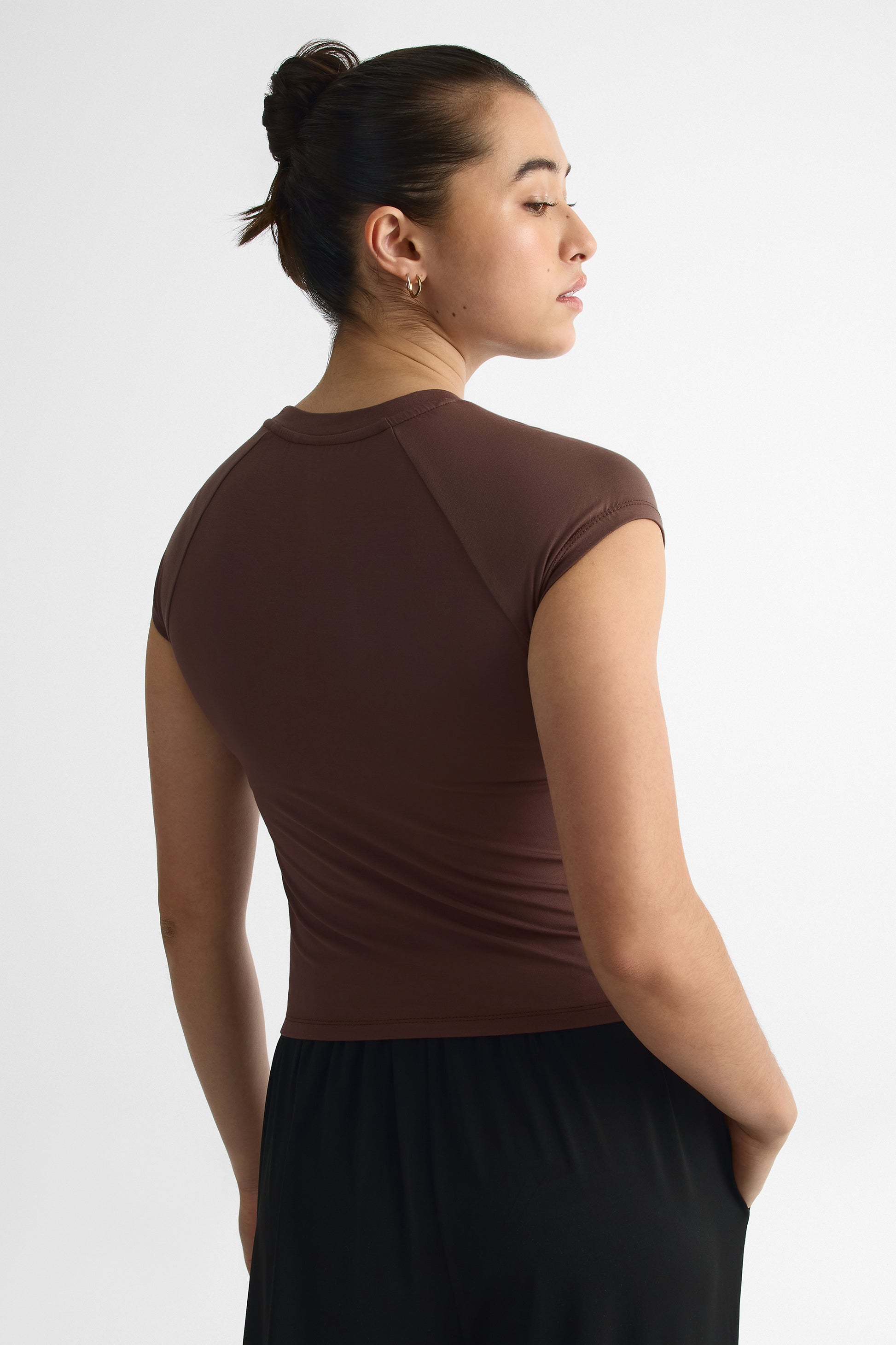Chandail M/courtes raglan en bambou - Femme && BRUN