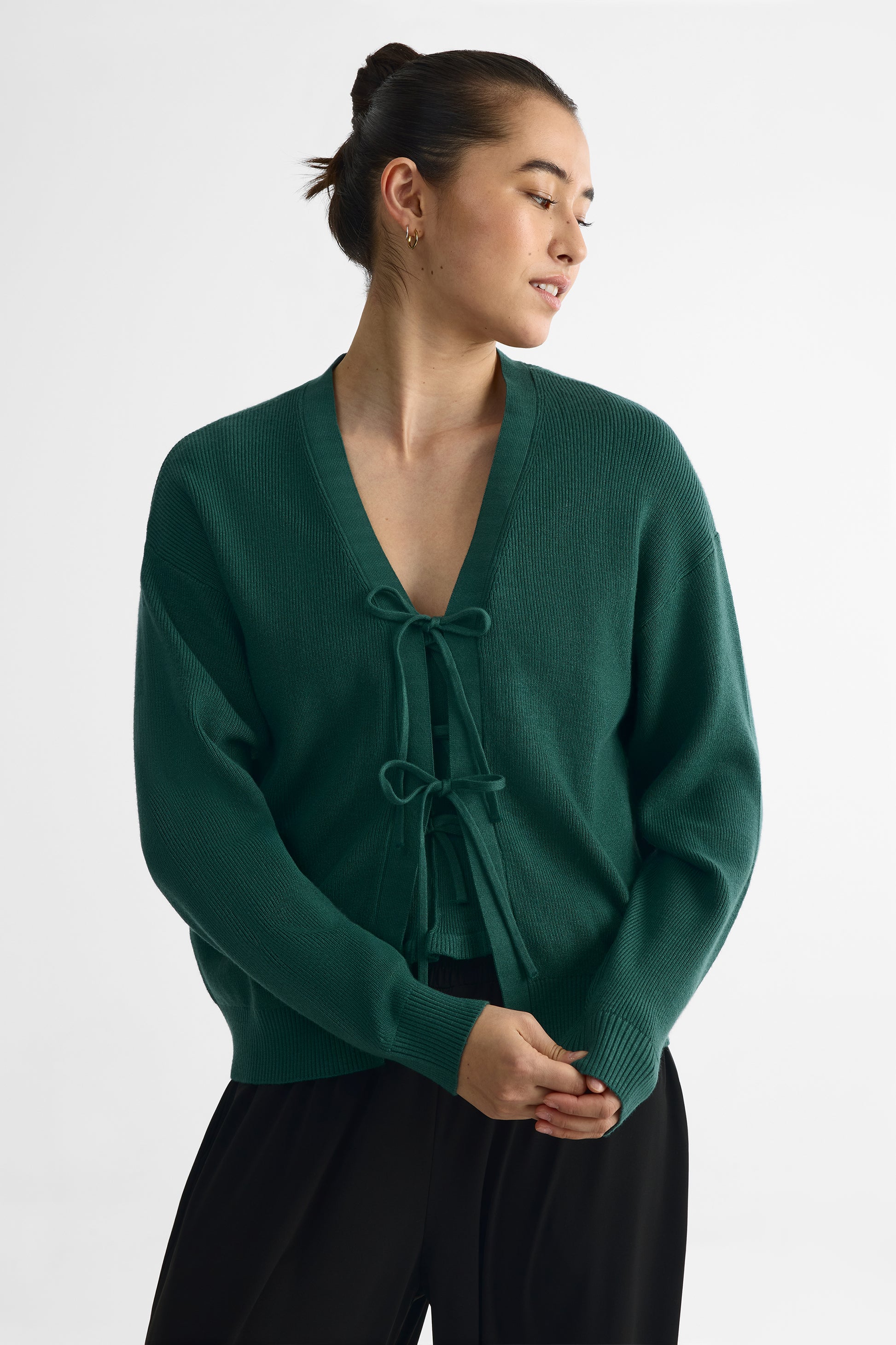Cardigan long V-neck boxy fit – Femme && VERT